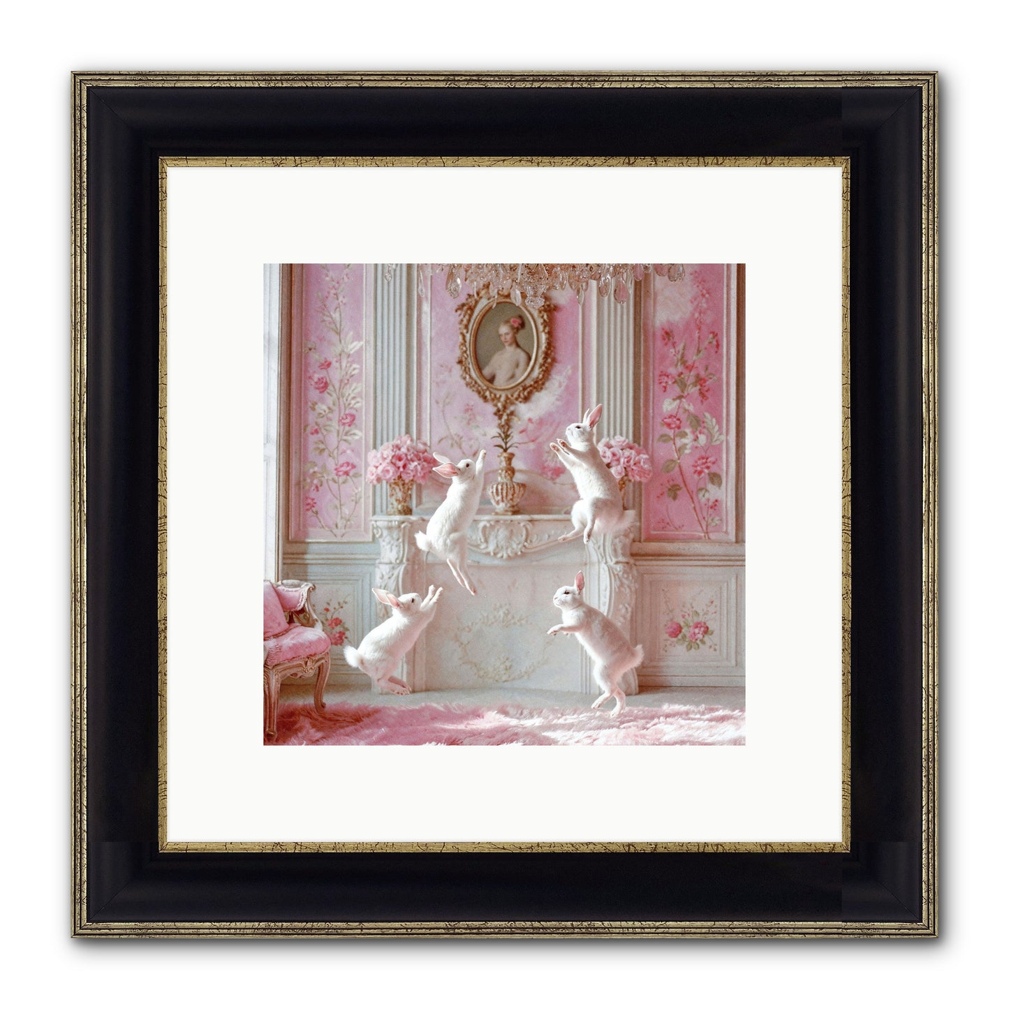 Endroit Heureux Framed Print - Black & Gold 10x10