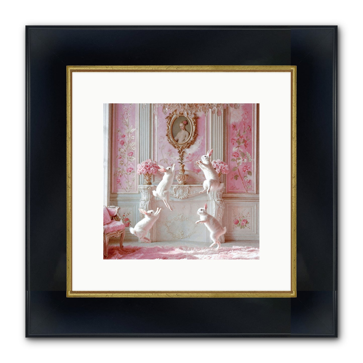 Endroit Heureux Framed Print - Wide Black w/Gold 10x10