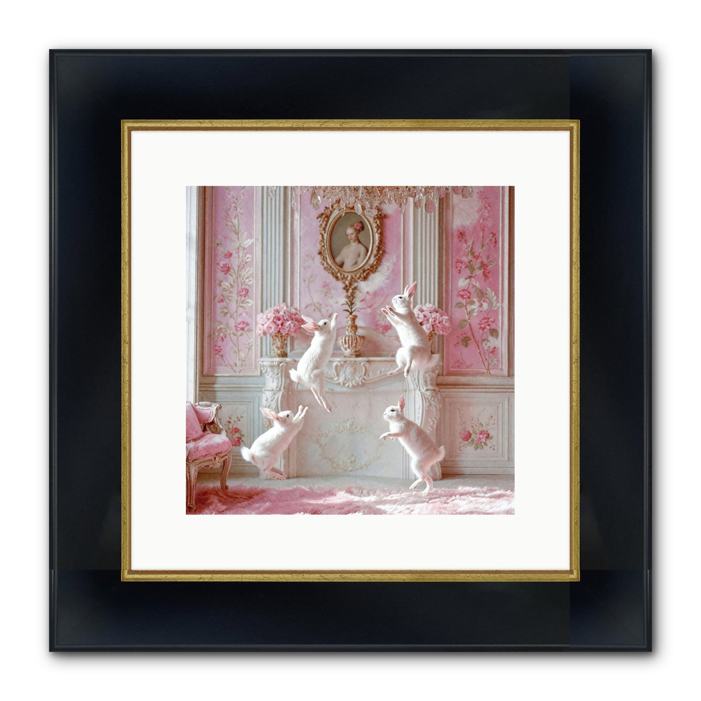Endroit Heureux Framed Print - Wide Black w/Gold 12x12
