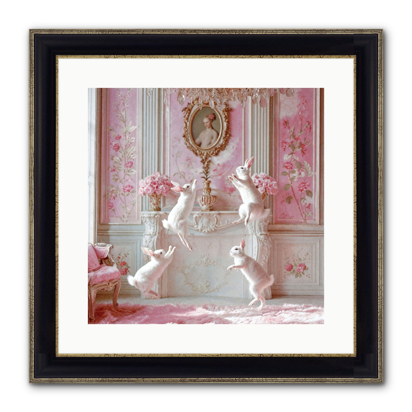 Endroit Heureux Framed Print - Black & Gold 16x16