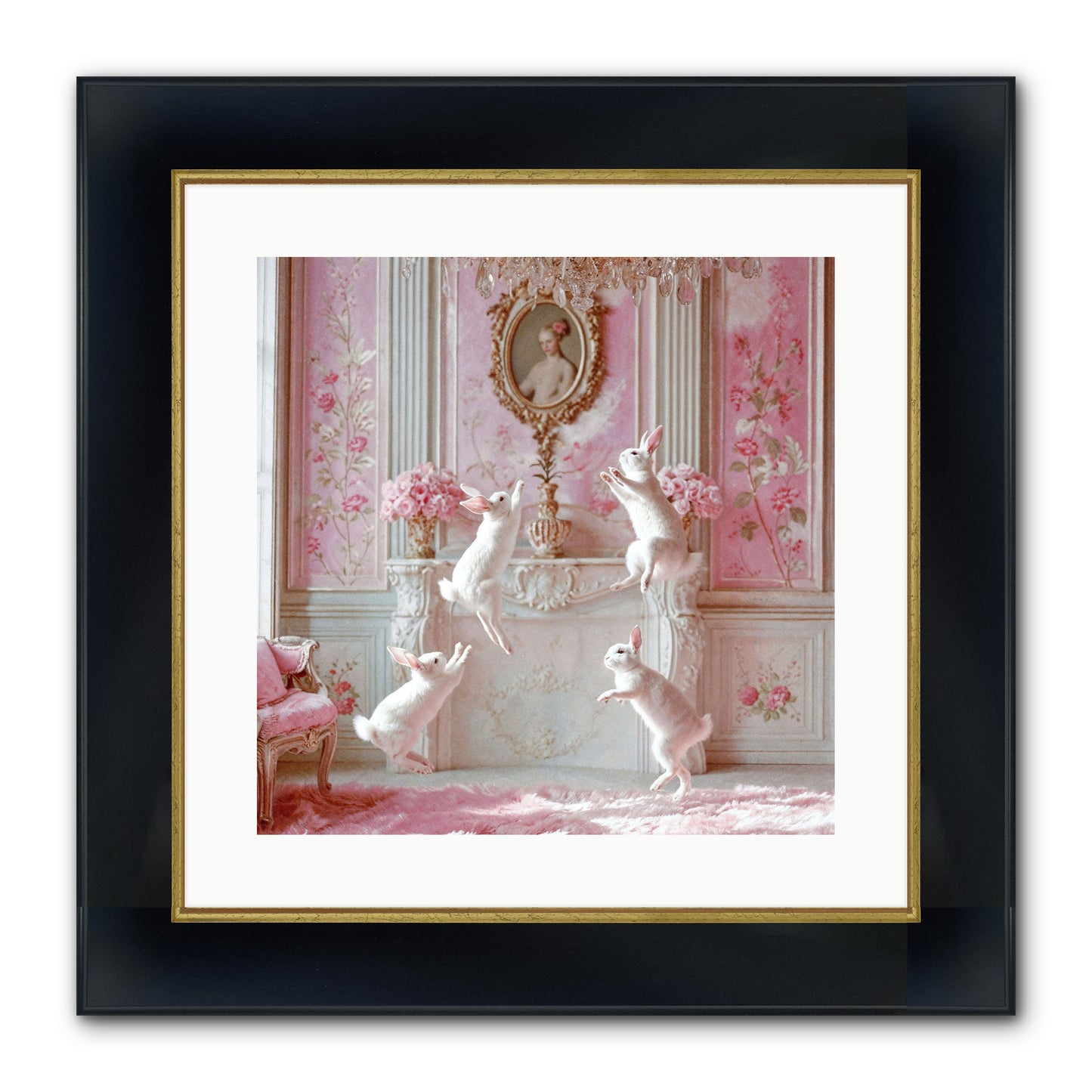 Endroit Heureux Framed Print - Wide Black w/Gold 16x16