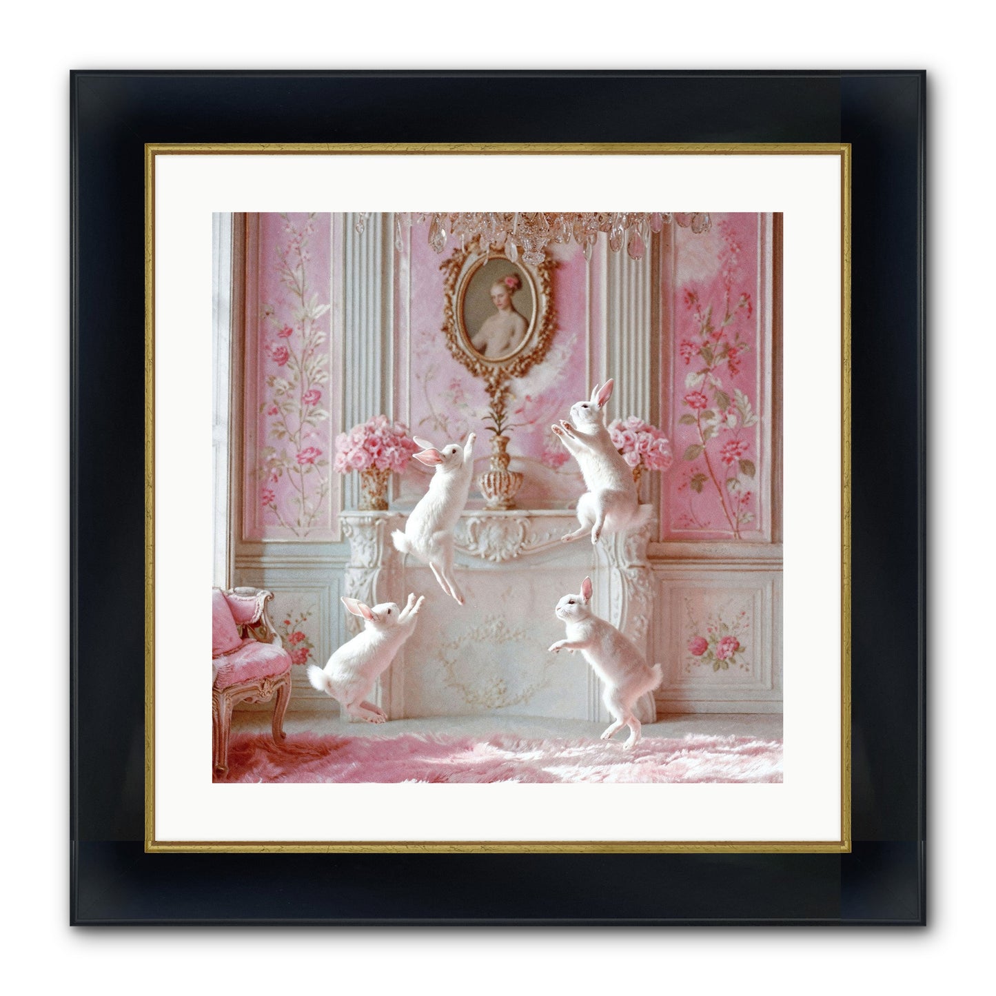 Endroit Heureux Framed Print - Wide Black w/Gold 20x20