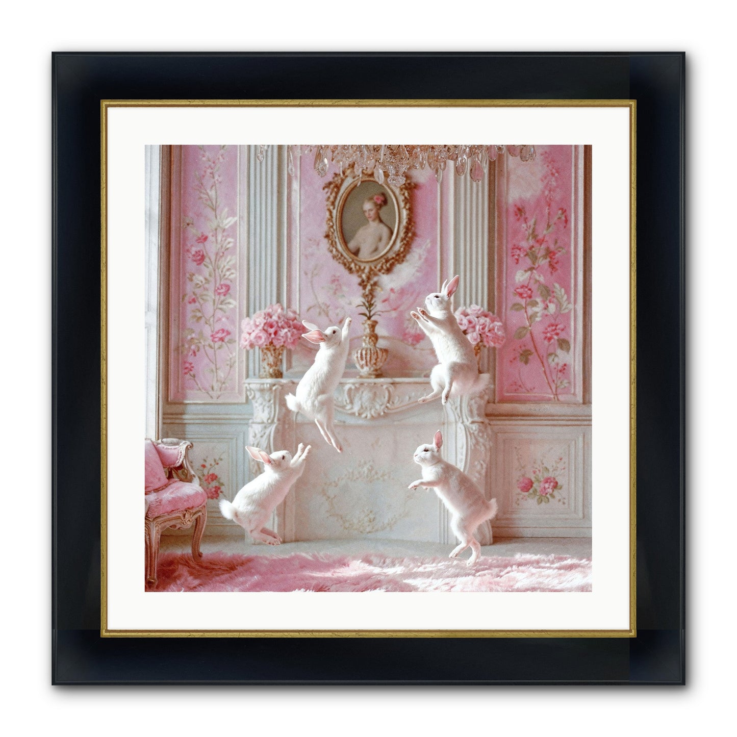 Endroit Heureux Framed Print - Wide Black w/Gold 24x24