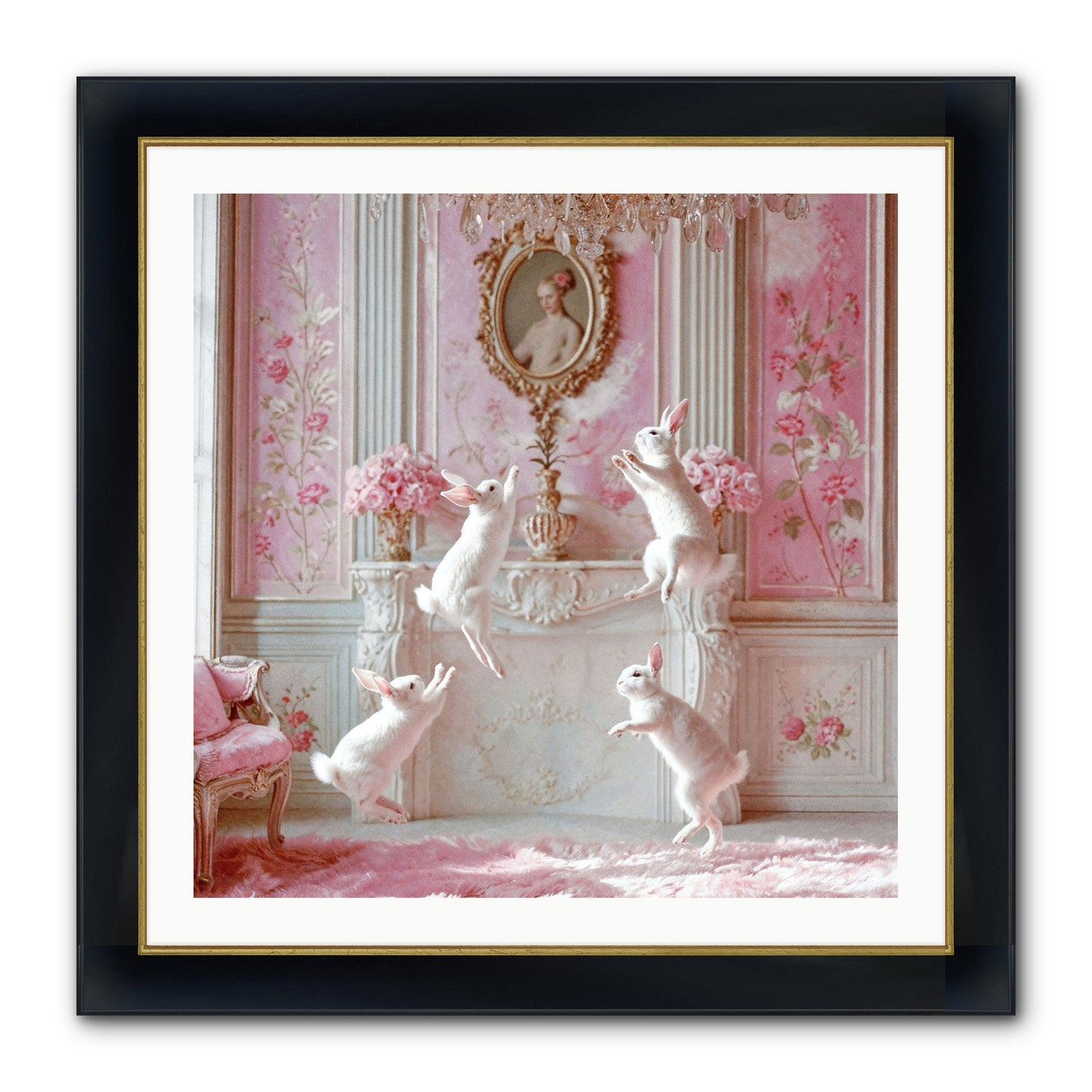 Endroit Heureux Framed Print - Wide Black w/Gold 30x30