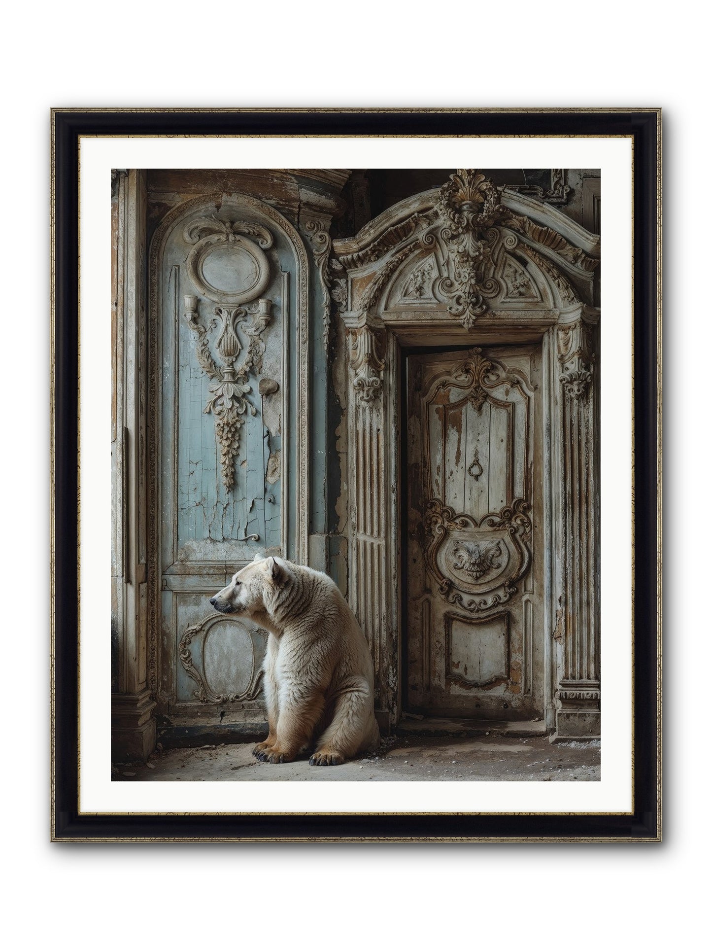 Entrance To Frost-Touched Kingdoms Framed Print - Black & Gold 32x40