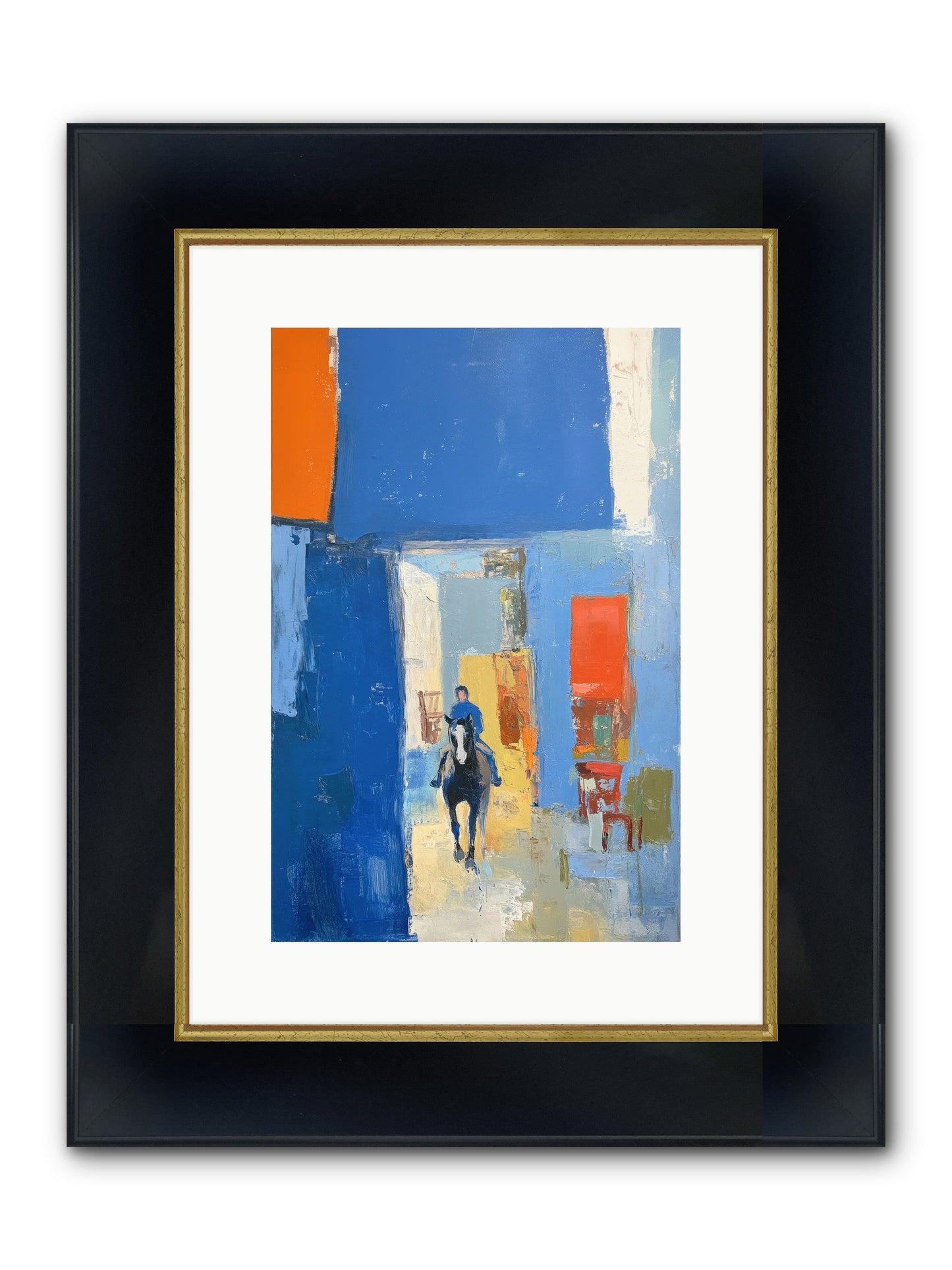 Equestrian Edge Framed Print - Wide Black w/Gold 10x15