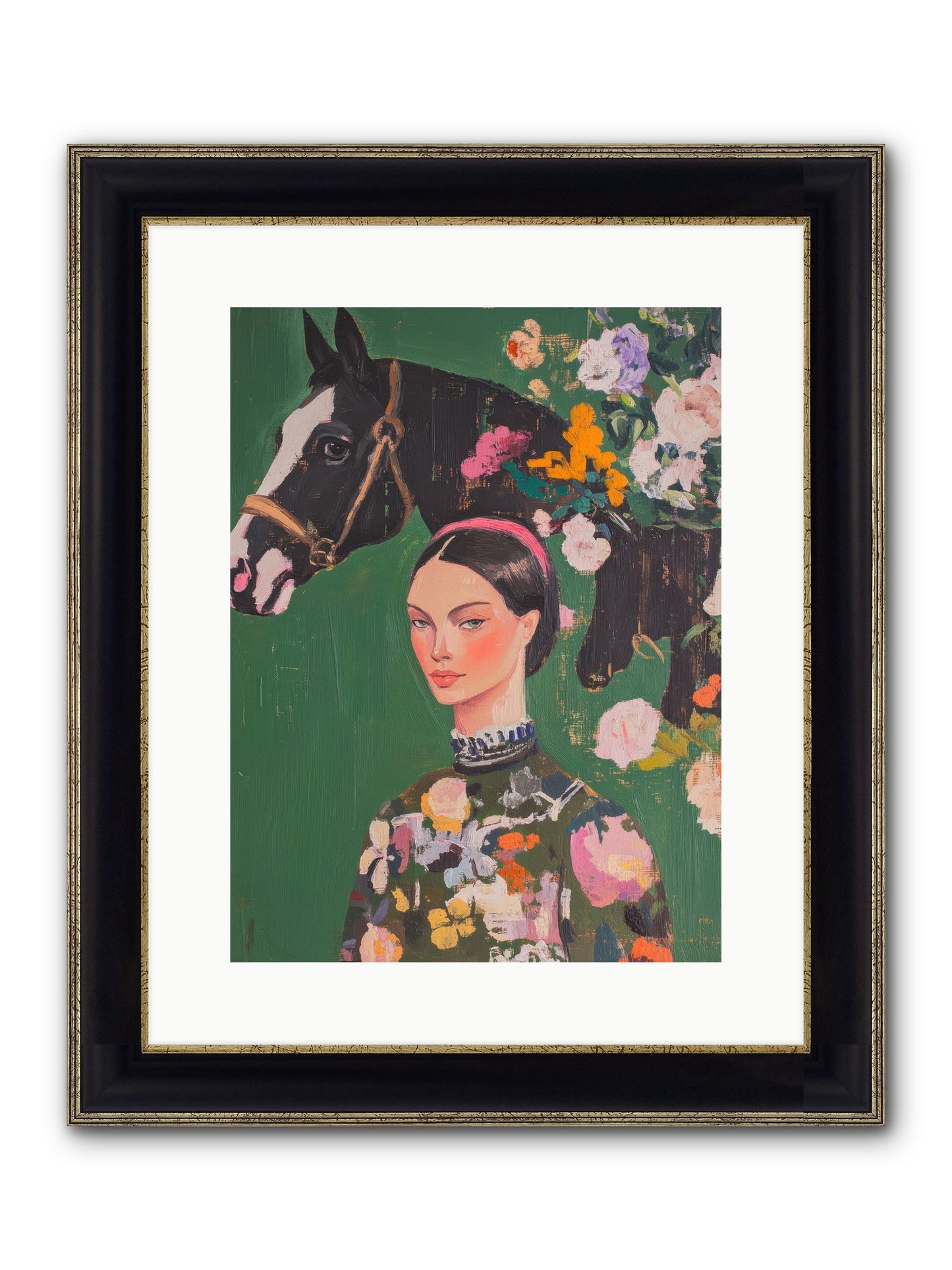 Equestrian Empress Framed Print - Black & Gold 12x16