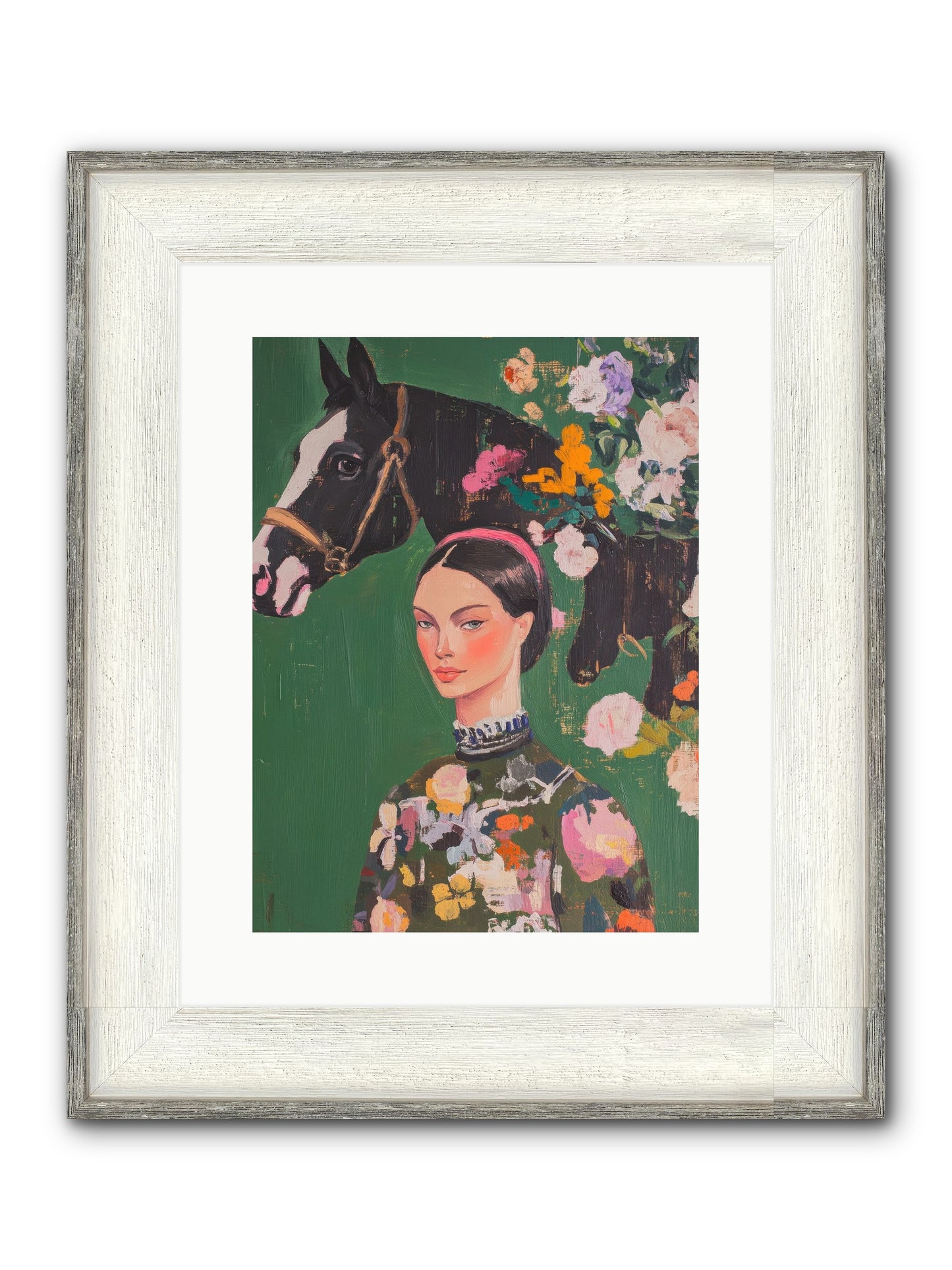 Equestrian Empress Framed Print - Driftwood White 12x16