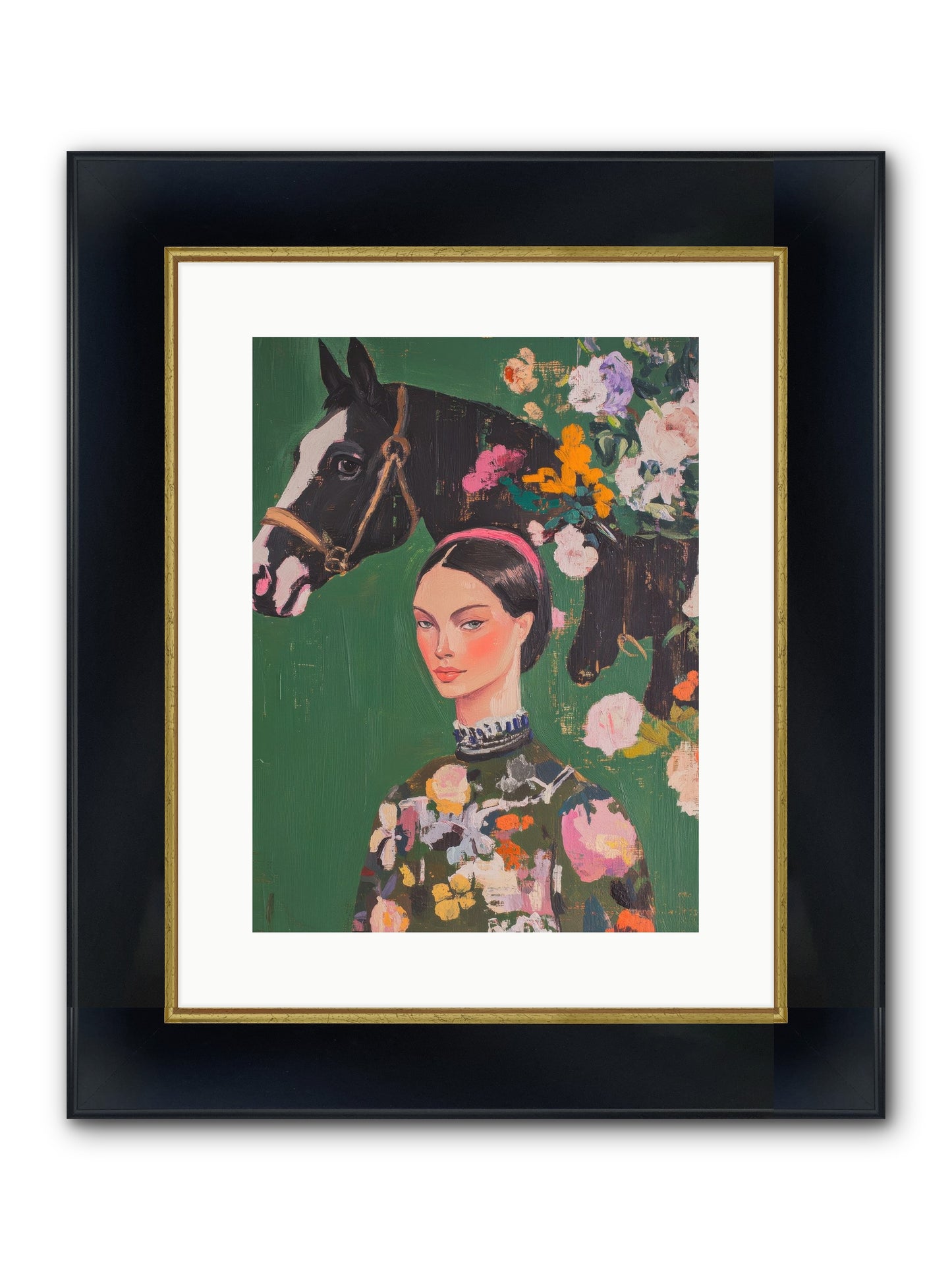 Equestrian Empress Framed Print - Wide Black w/Gold 12x16