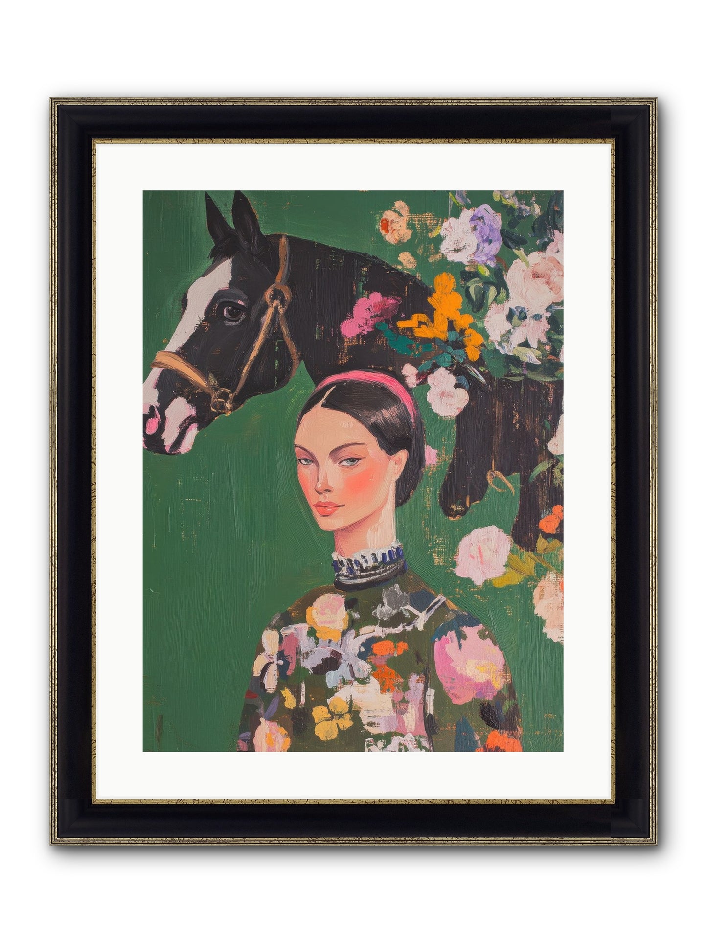 Equestrian Empress Framed Print - Black & Gold 18x24