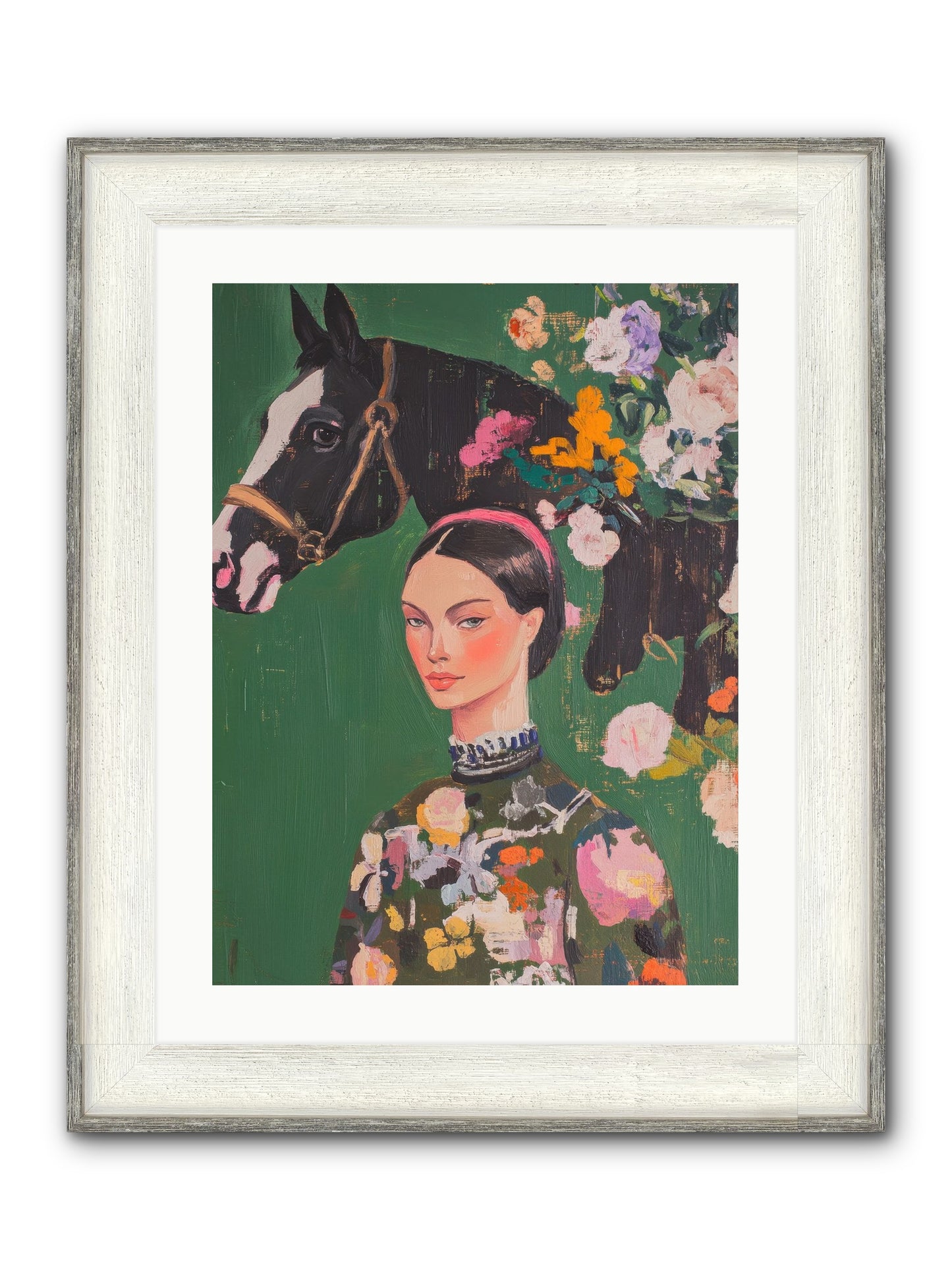 Equestrian Empress Framed Print - Driftwood White 18x24