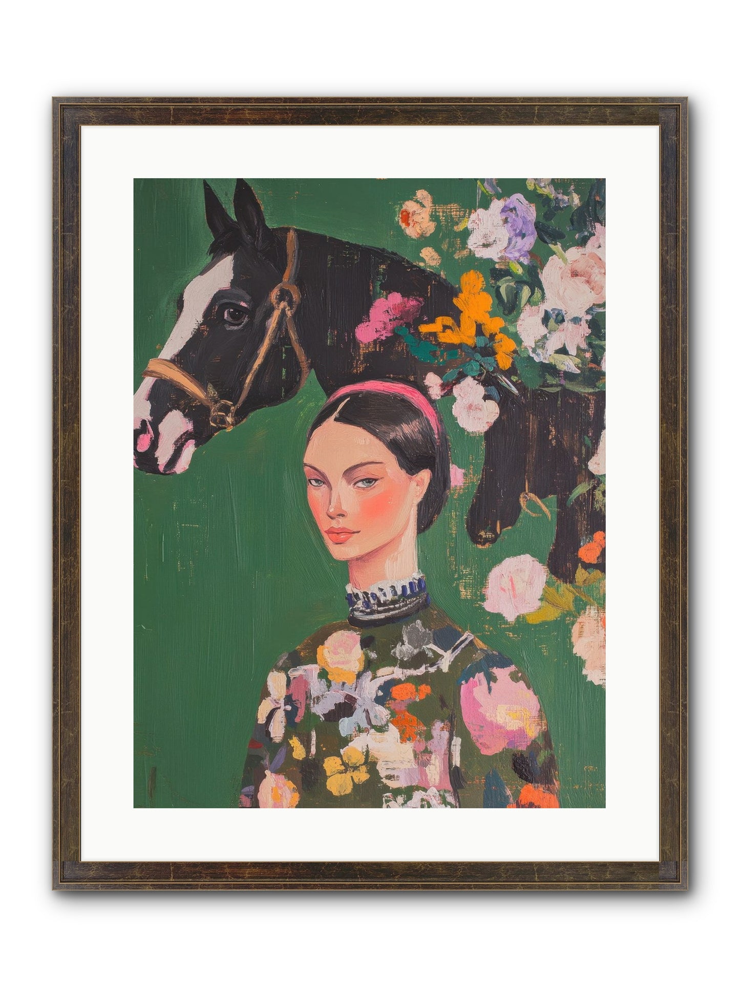 Equestrian Empress Framed Print - Slimwoods Black/Gold 18x24