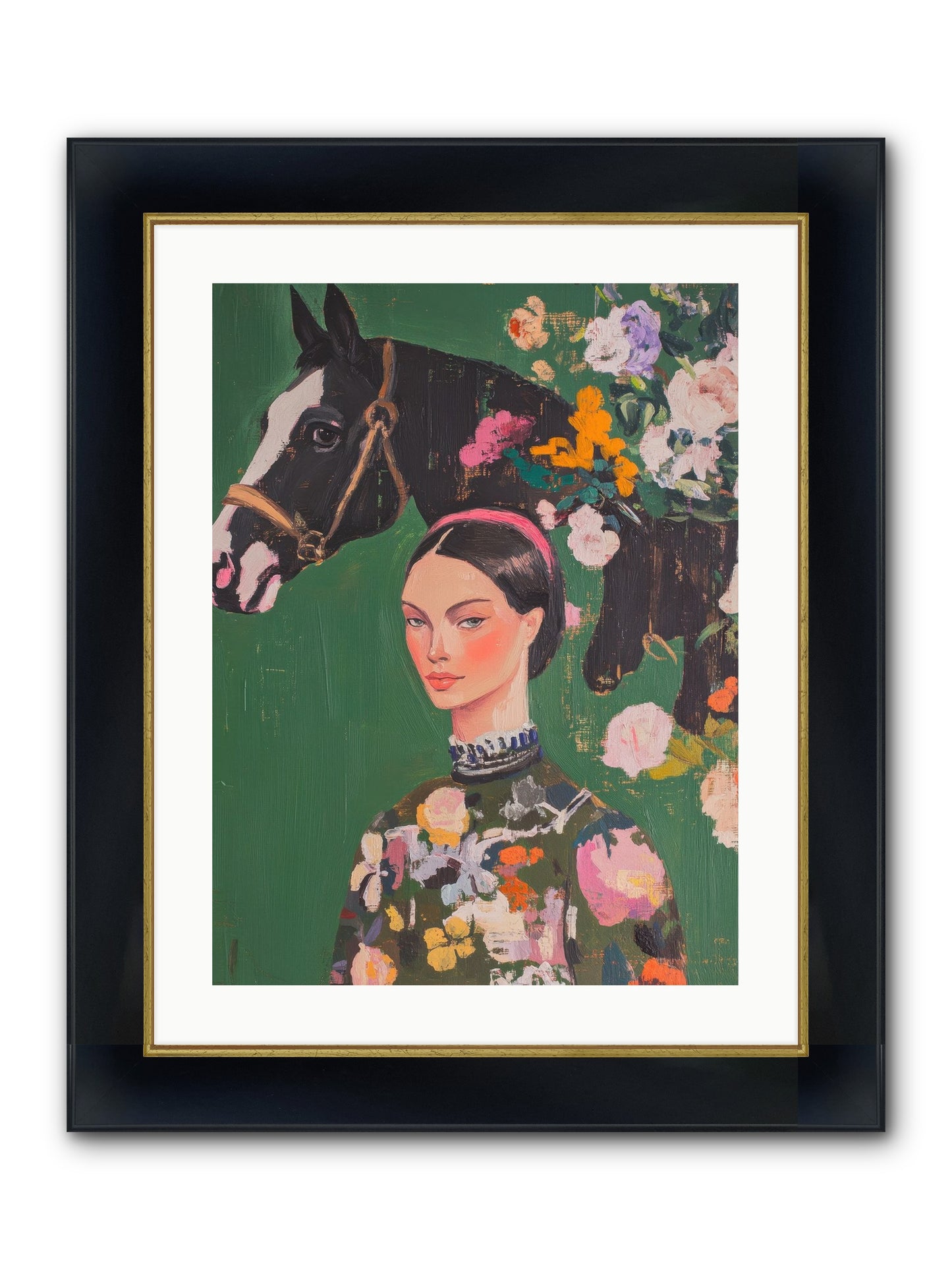 Equestrian Empress Framed Print - Wide Black w/Gold 18x24
