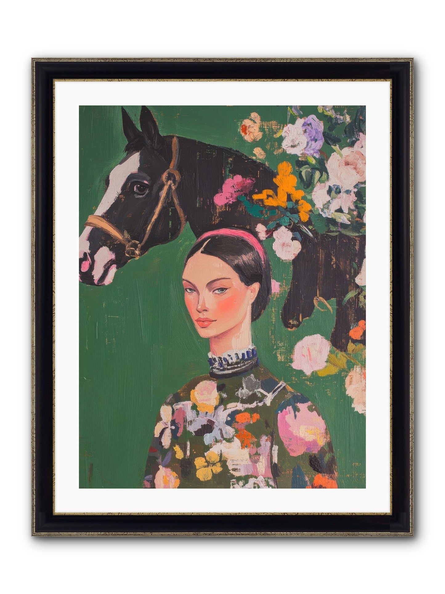 Equestrian Empress Framed Print - Black & Gold 24x32