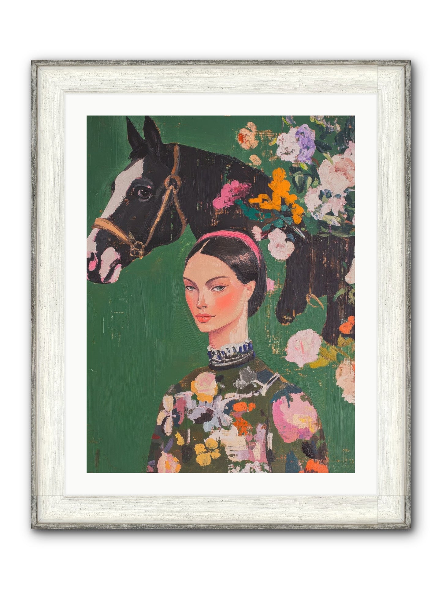 Equestrian Empress Framed Print - Driftwood White 24x32