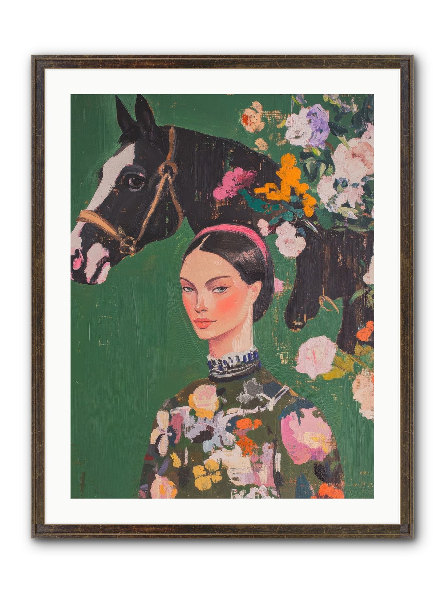 Equestrian Empress Framed Print - Slimwoods Black/Gold 24x32