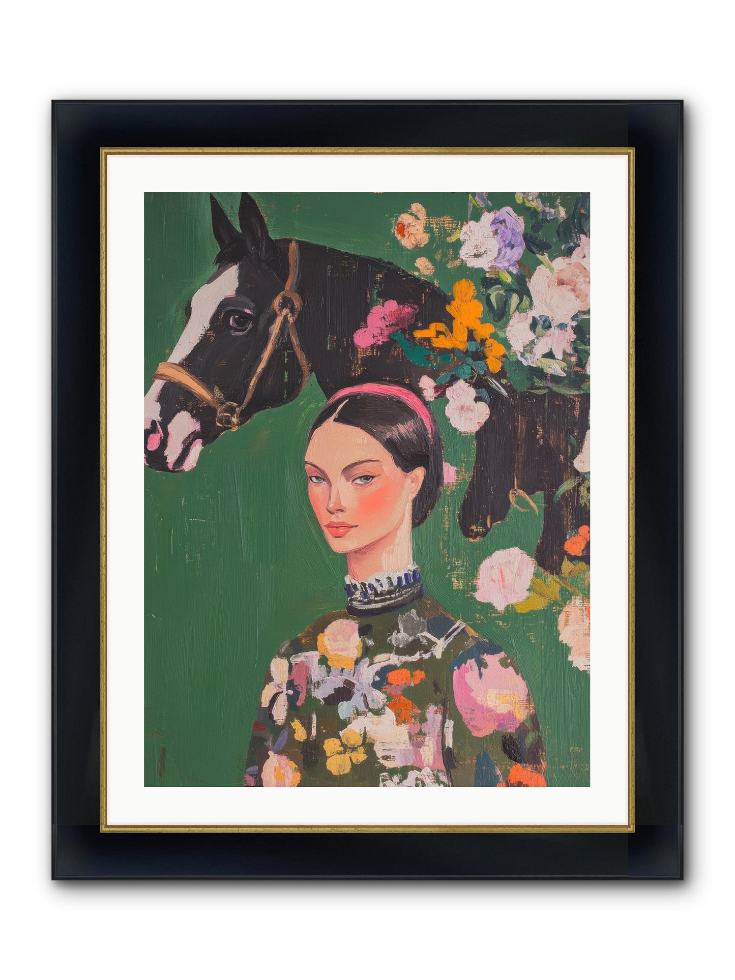 Equestrian Empress Framed Print - Wide Black w/Gold 24x32