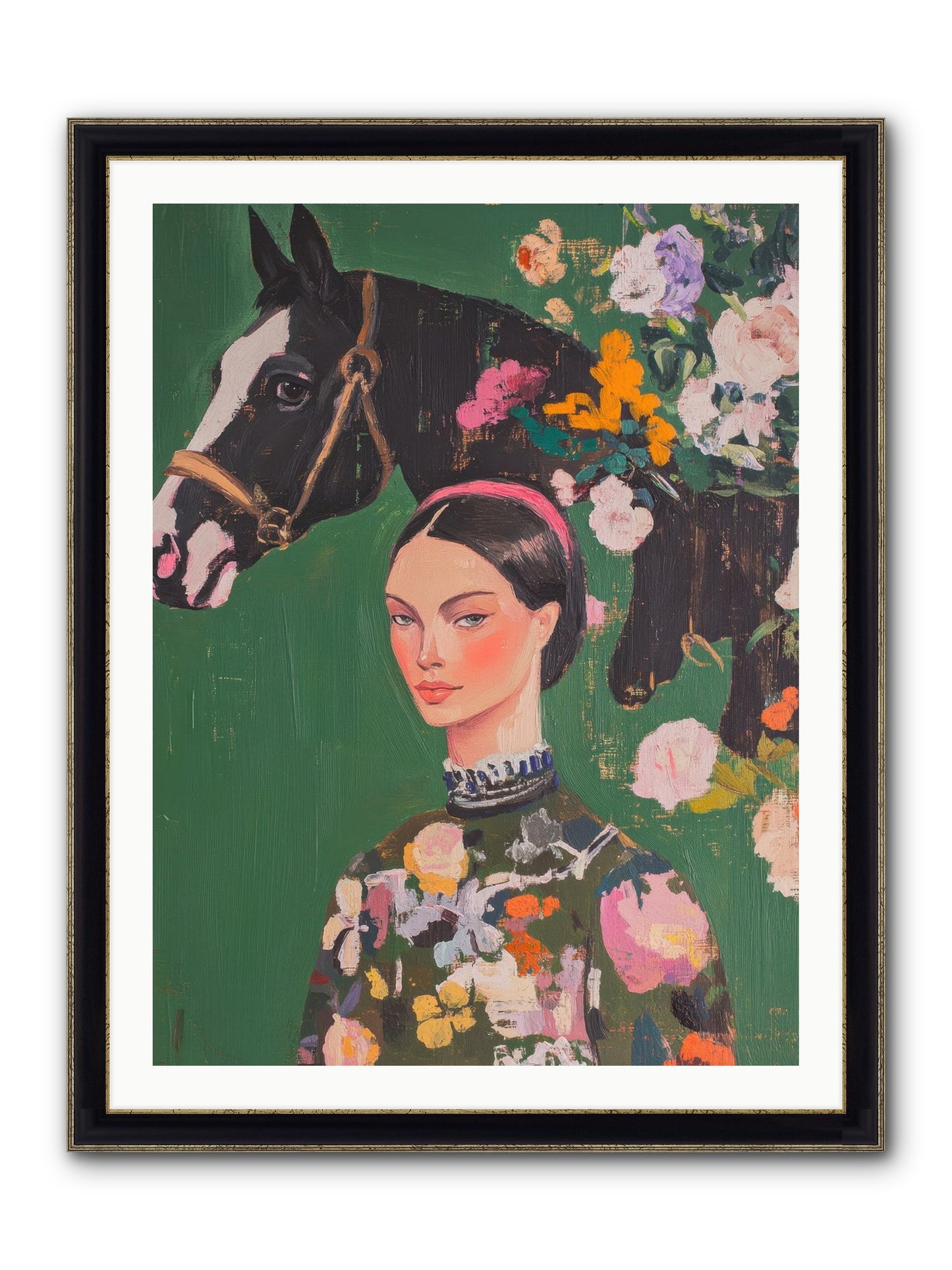 Equestrian Empress Framed Print - Black & Gold 30x40