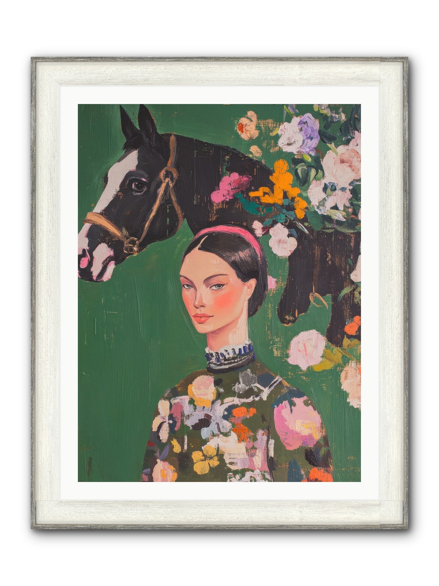 Equestrian Empress Framed Print - Driftwood White 30x40