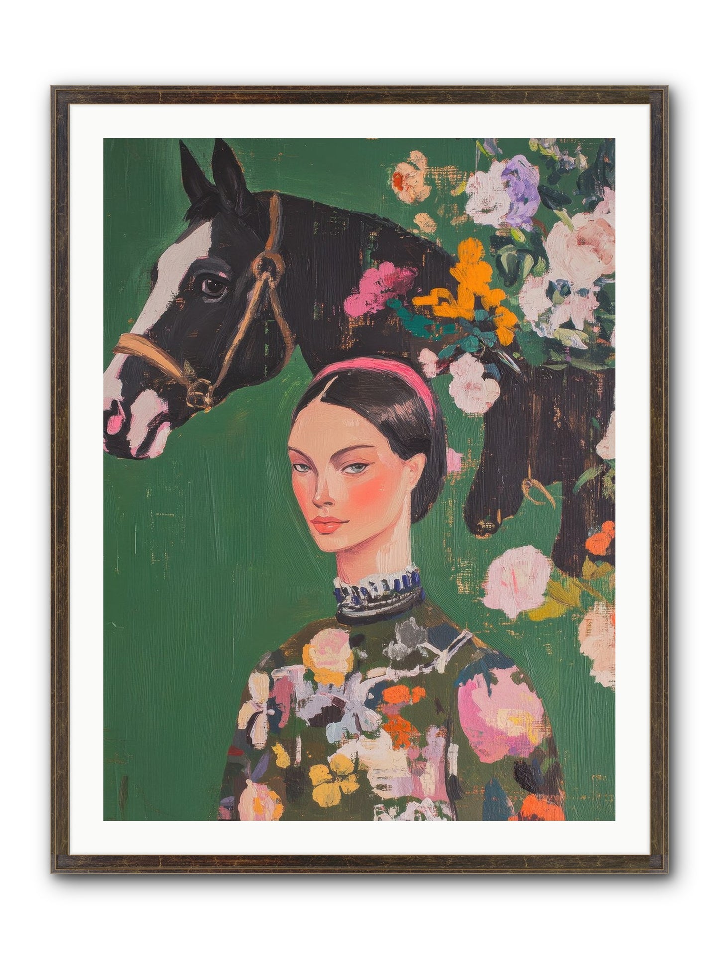 Equestrian Empress Framed Print - Slimwoods Black/Gold 30x40