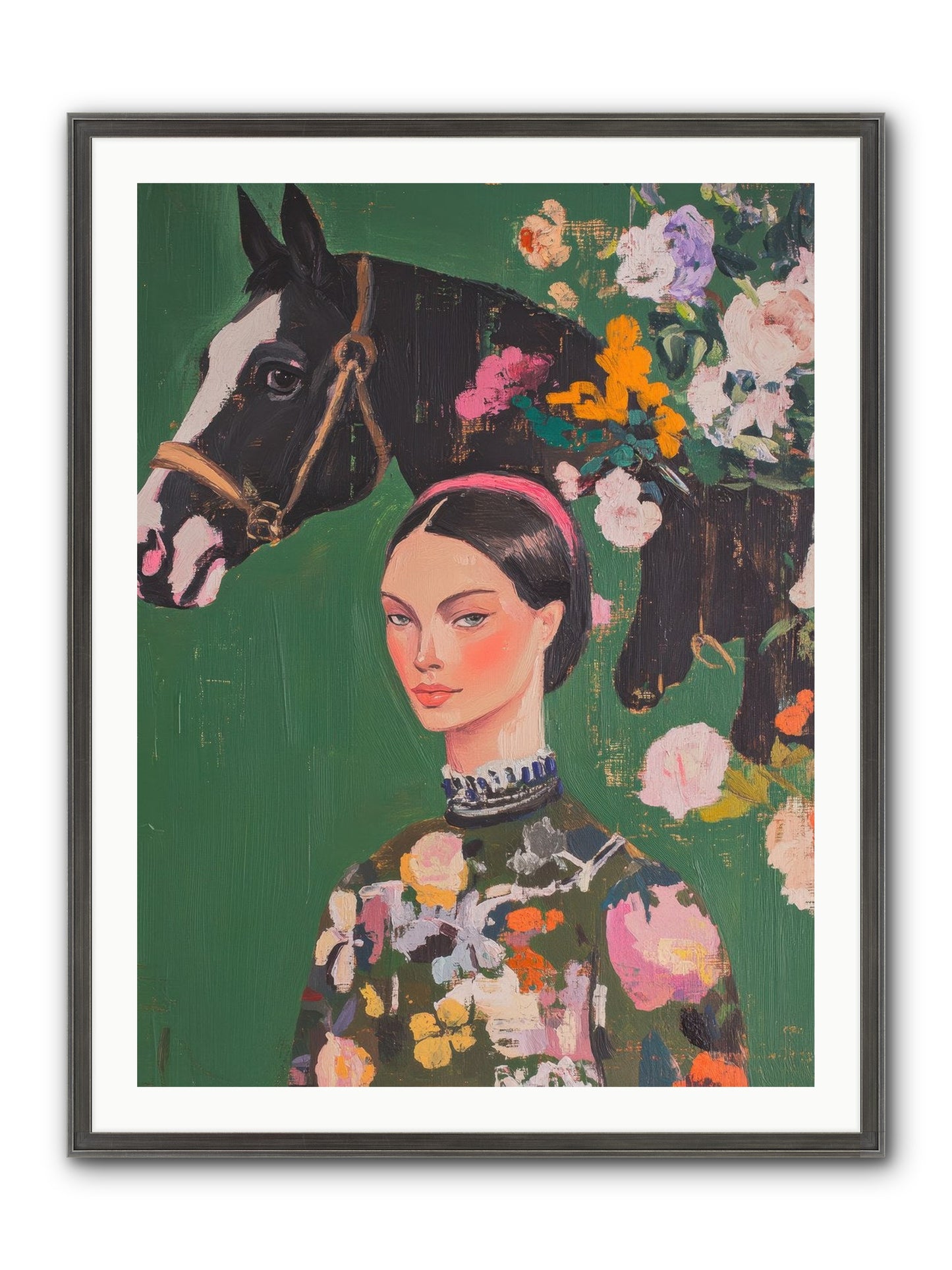 Equestrian Empress Framed Print - Slimwoods Black/Silver 30x40