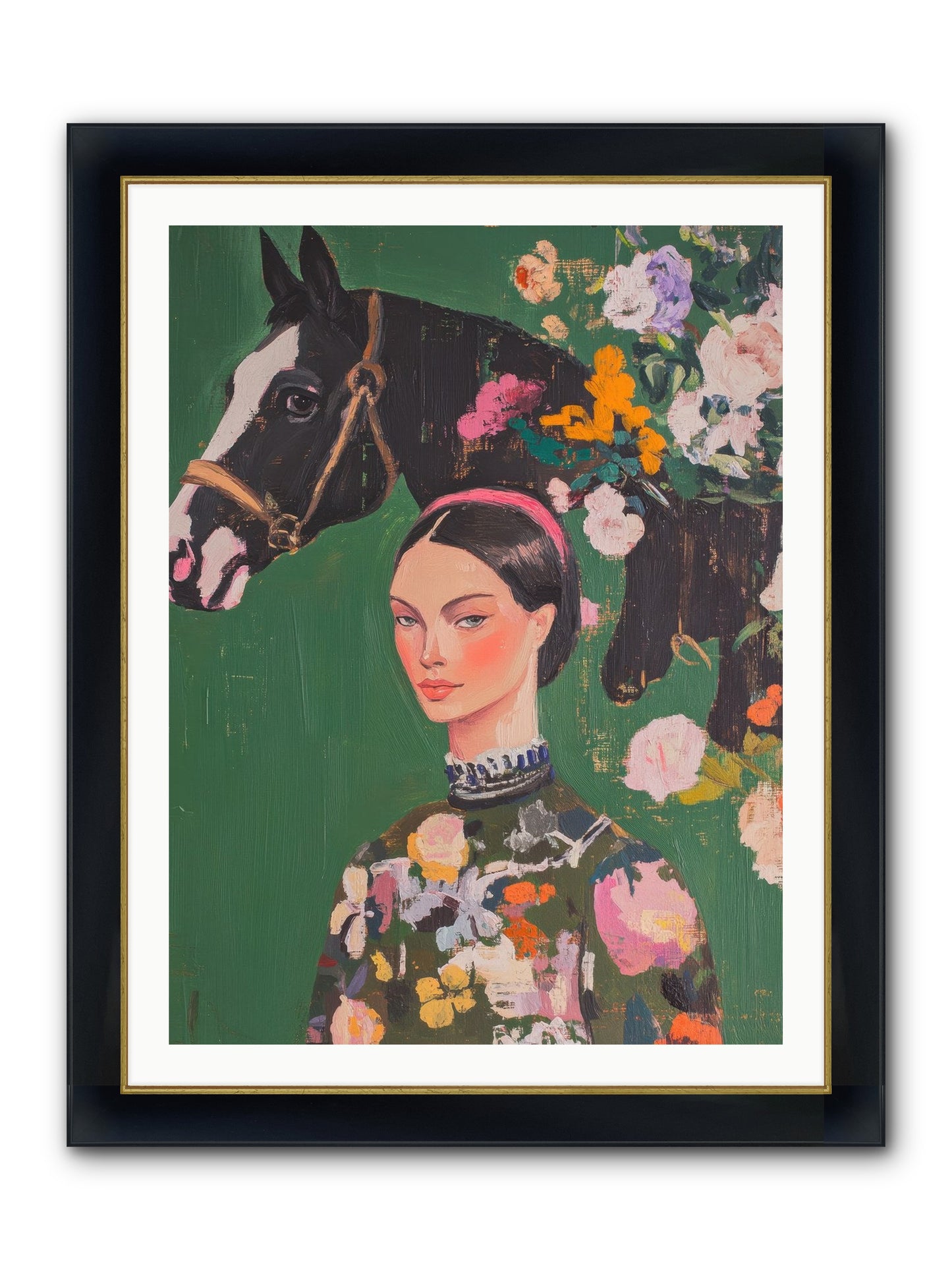 Equestrian Empress Framed Print - Wide Black w/Gold 30x40