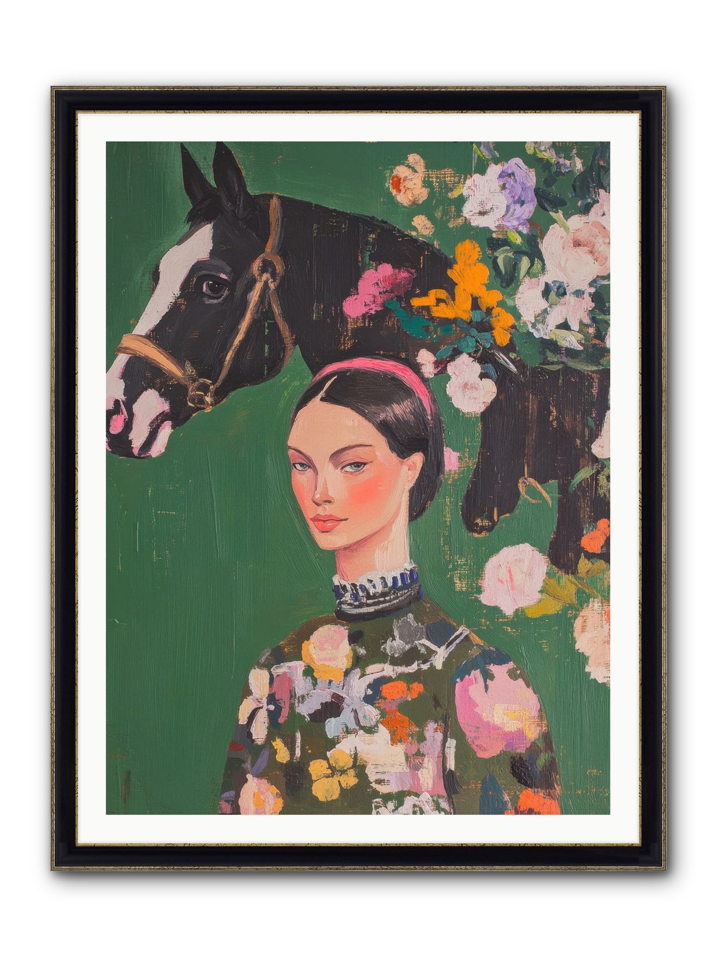 Equestrian Empress Framed Print - Black & Gold 36x48
