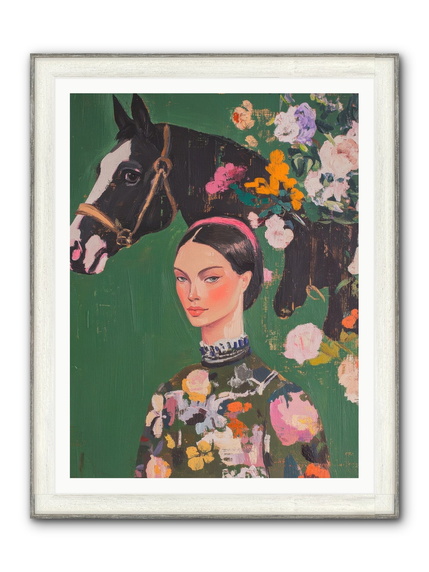 Equestrian Empress Framed Print - Driftwood White 36x48