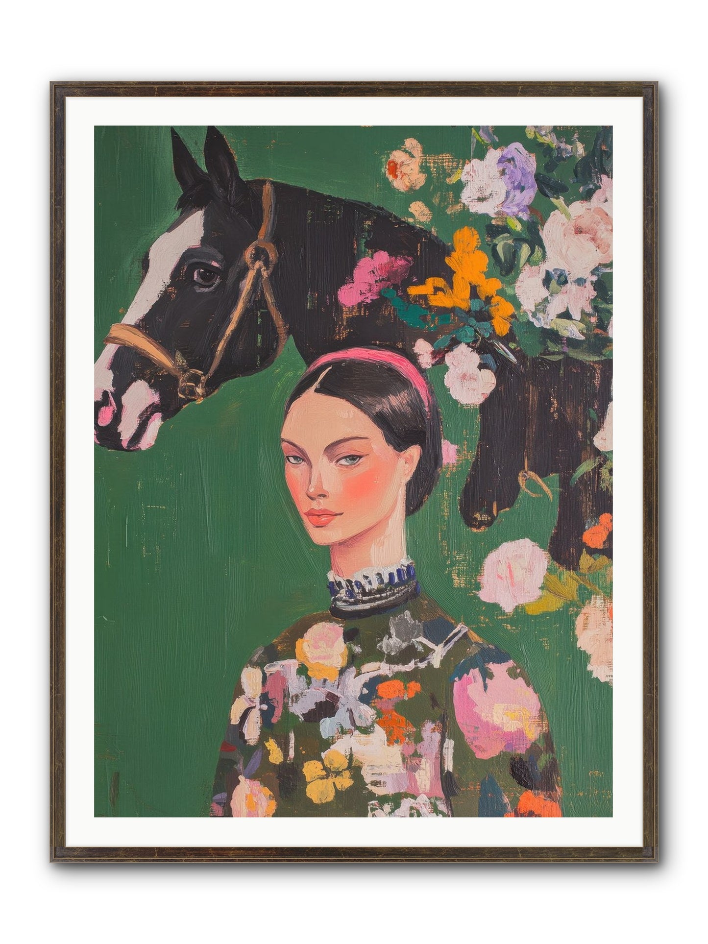 Equestrian Empress Framed Print - Slimwoods Black/Gold 36x48