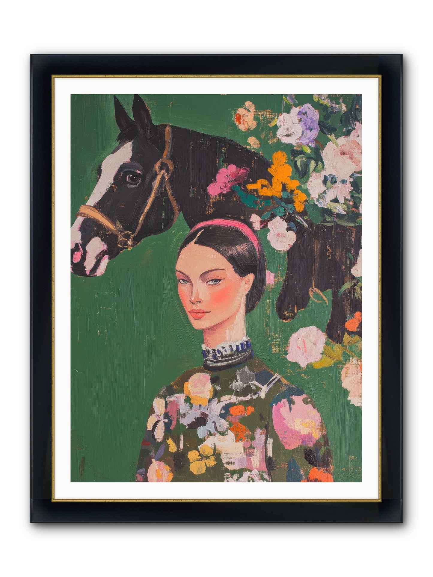 Equestrian Empress Framed Print - Wide Black w/Gold 36x48