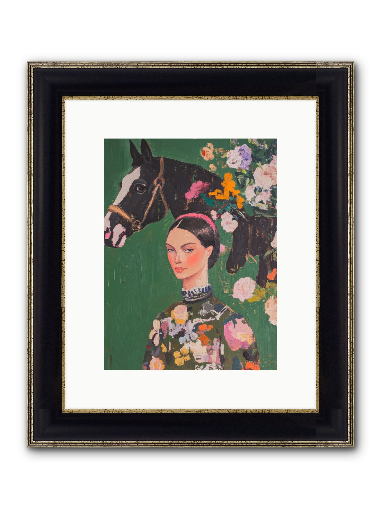 Equestrian Empress Framed Print - Black & Gold 9x12