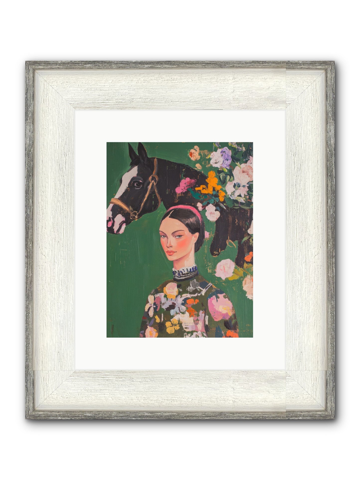 Equestrian Empress Framed Print - Driftwood White 9x12