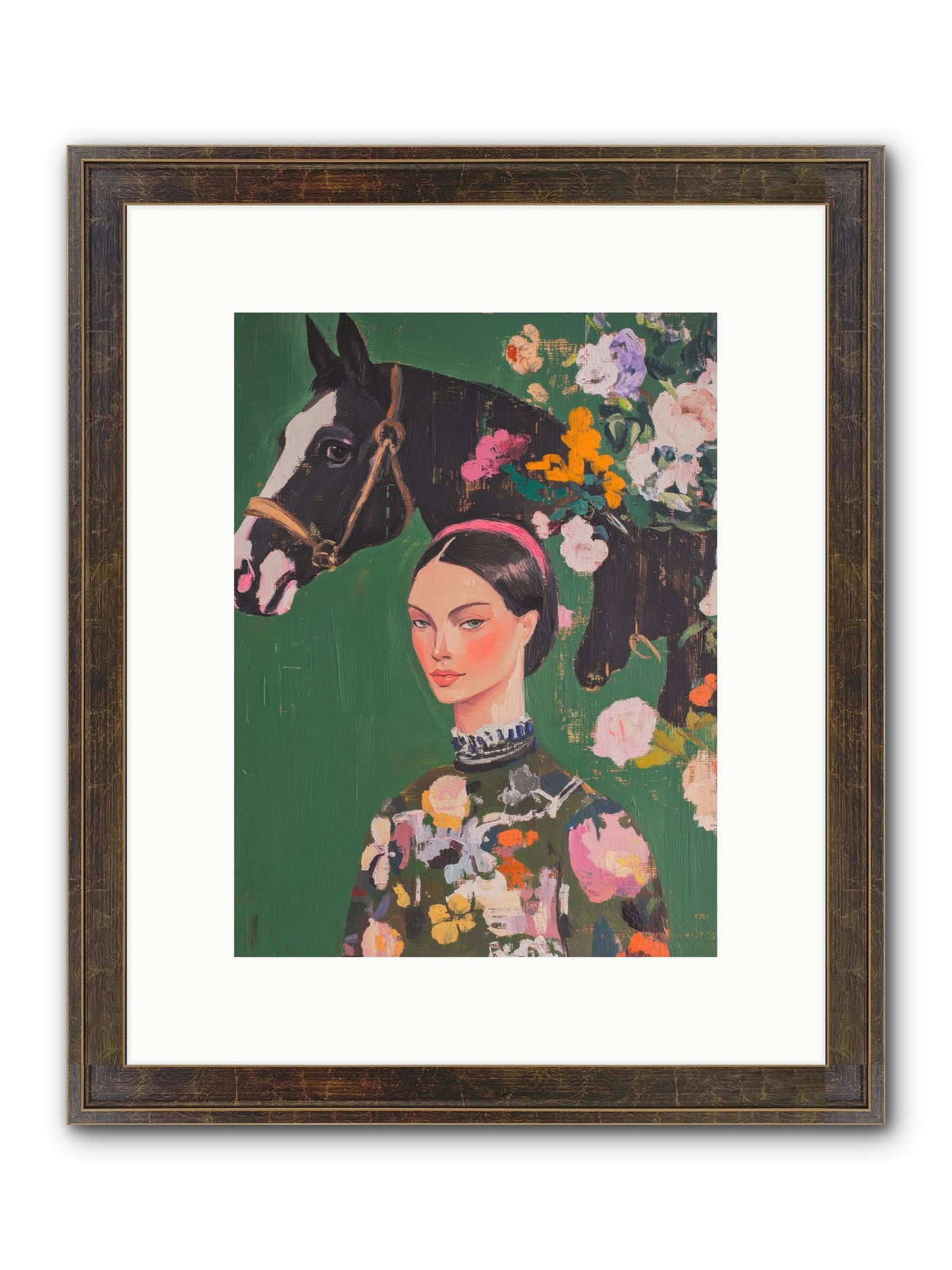 Equestrian Empress Framed Print - Slimwoods Black/Gold 9x12