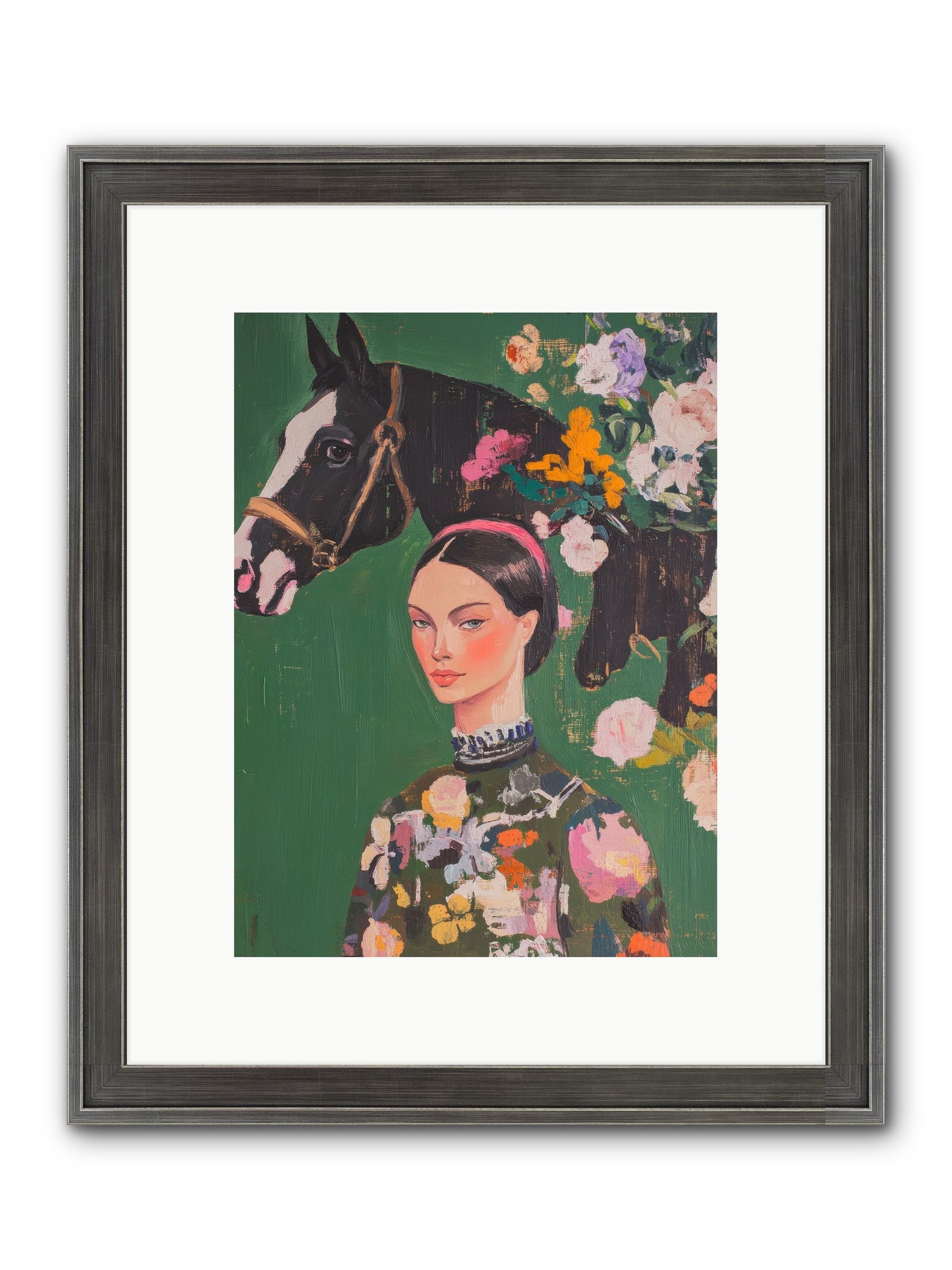 Equestrian Empress Framed Print - Slimwoods Black/Silver 9x12