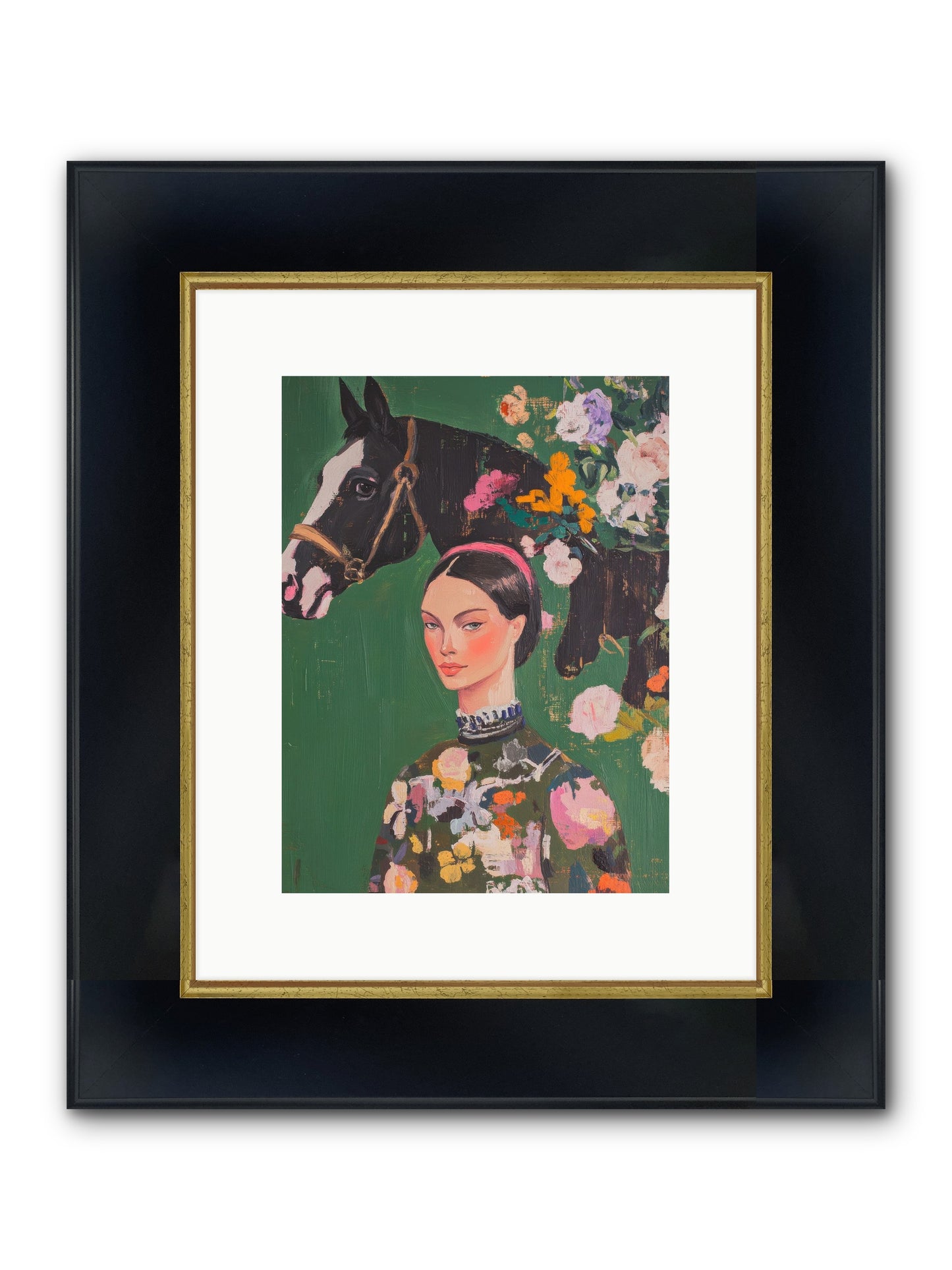 Equestrian Empress Framed Print - Wide Black w/Gold 9x12