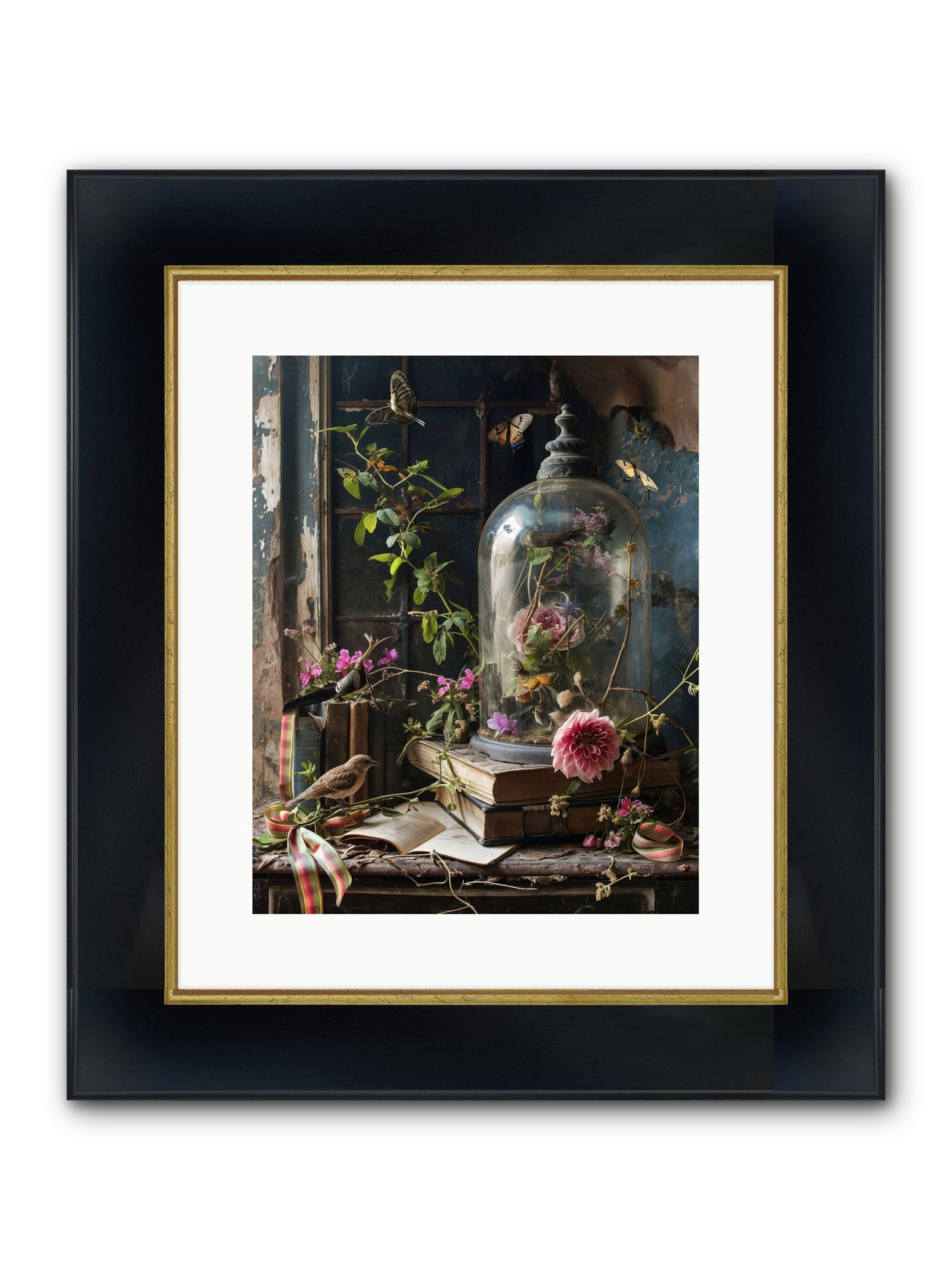 Especially Light Framed Print - Wide Black w/Gold 12x15
