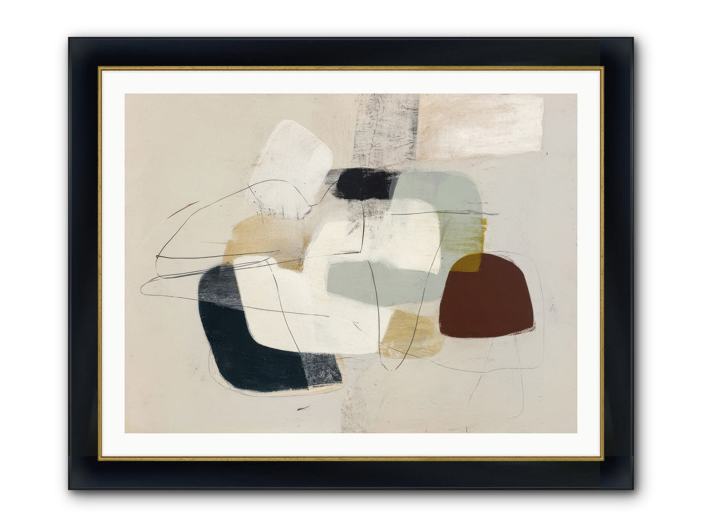 Essence Framed Print - Wide Black w/Gold 40x30