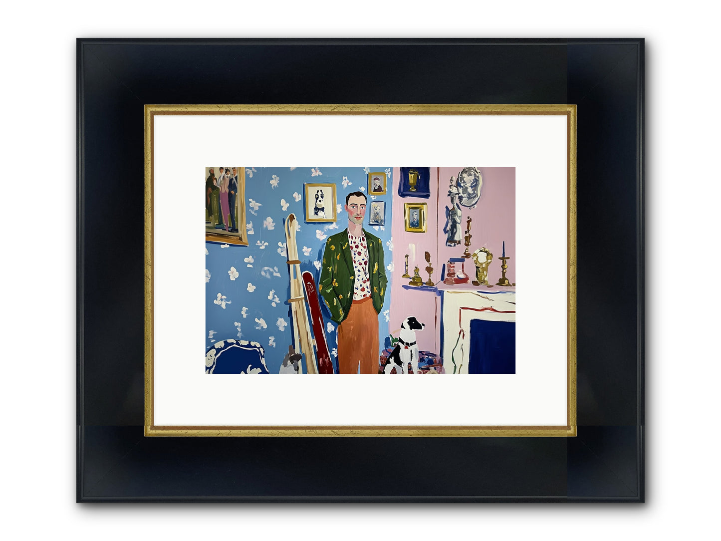 Etiquette Framed Print - Wide Black w/Gold 12x8