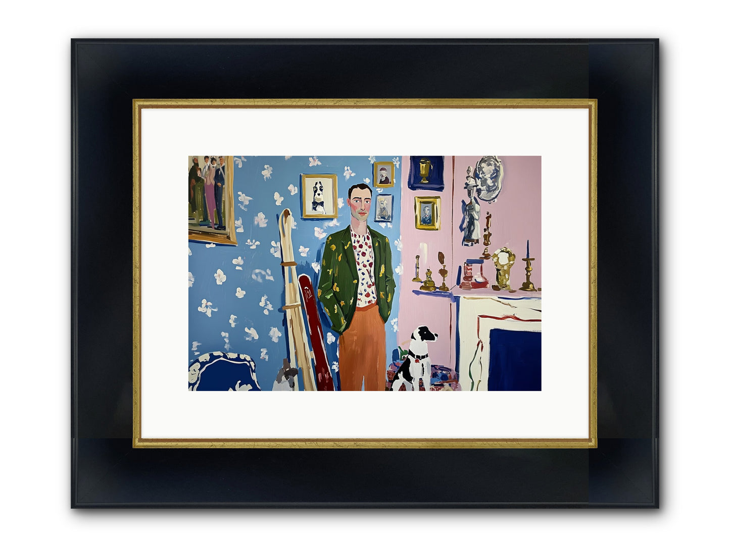Etiquette Framed Print - Wide Black w/Gold 15x10