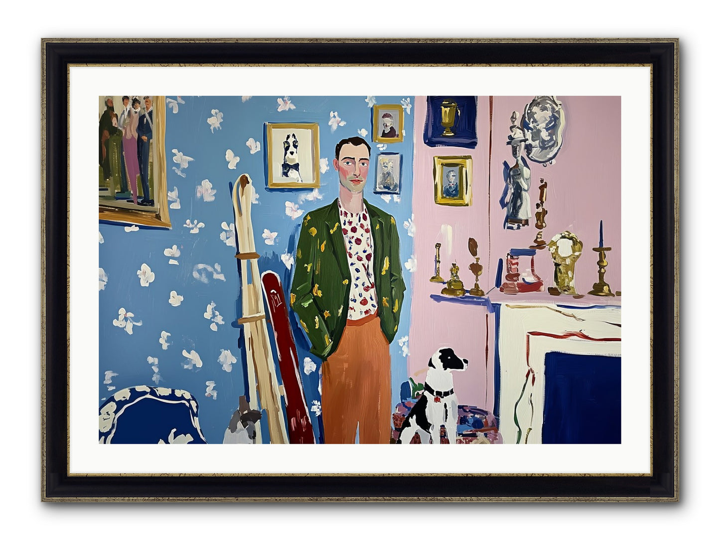 Etiquette Framed Print - Black & Gold 36x24