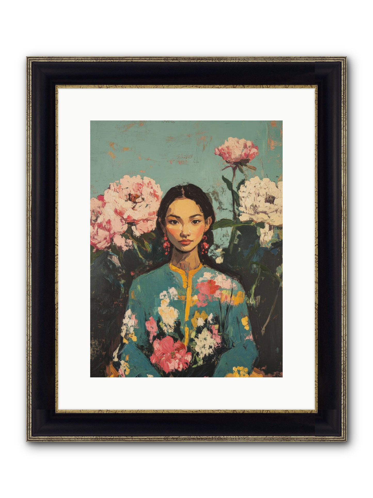 Evangeline Moonstone Framed Print - Black & Gold 12x16