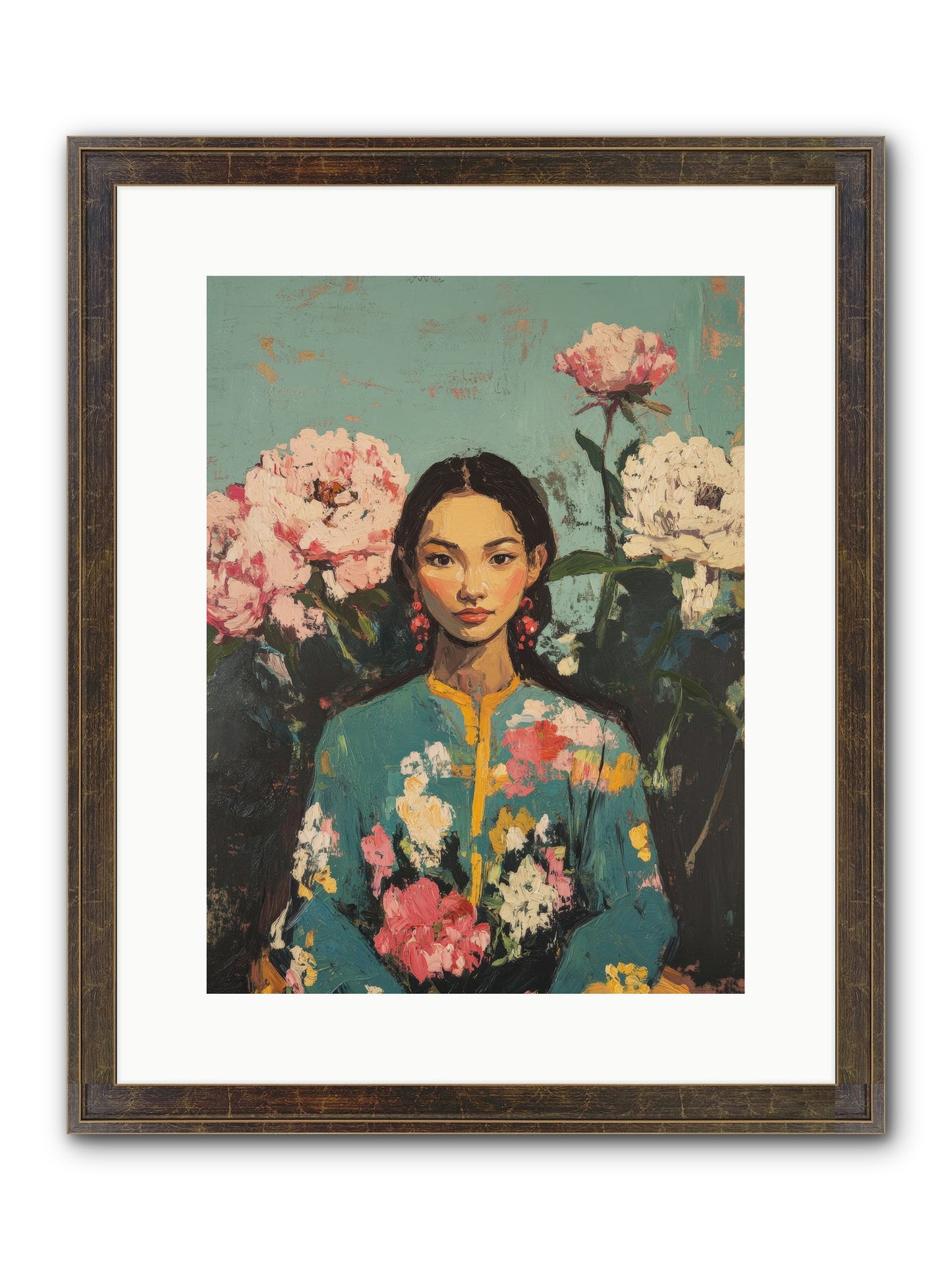 Evangeline Moonstone Framed Print - Slimwoods Black/Gold 12x16