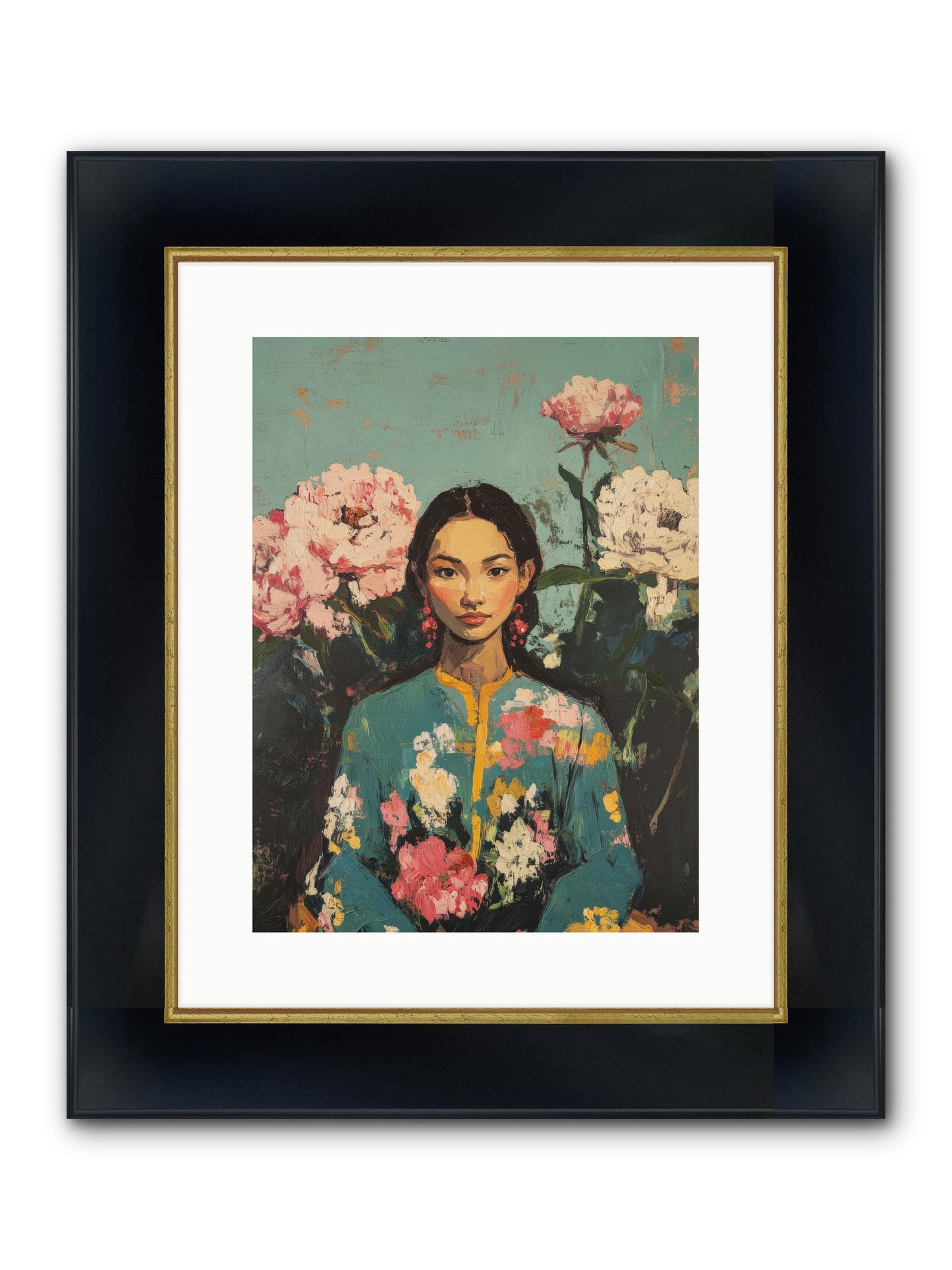 Evangeline Moonstone Framed Print - Wide Black w/Gold 12x16