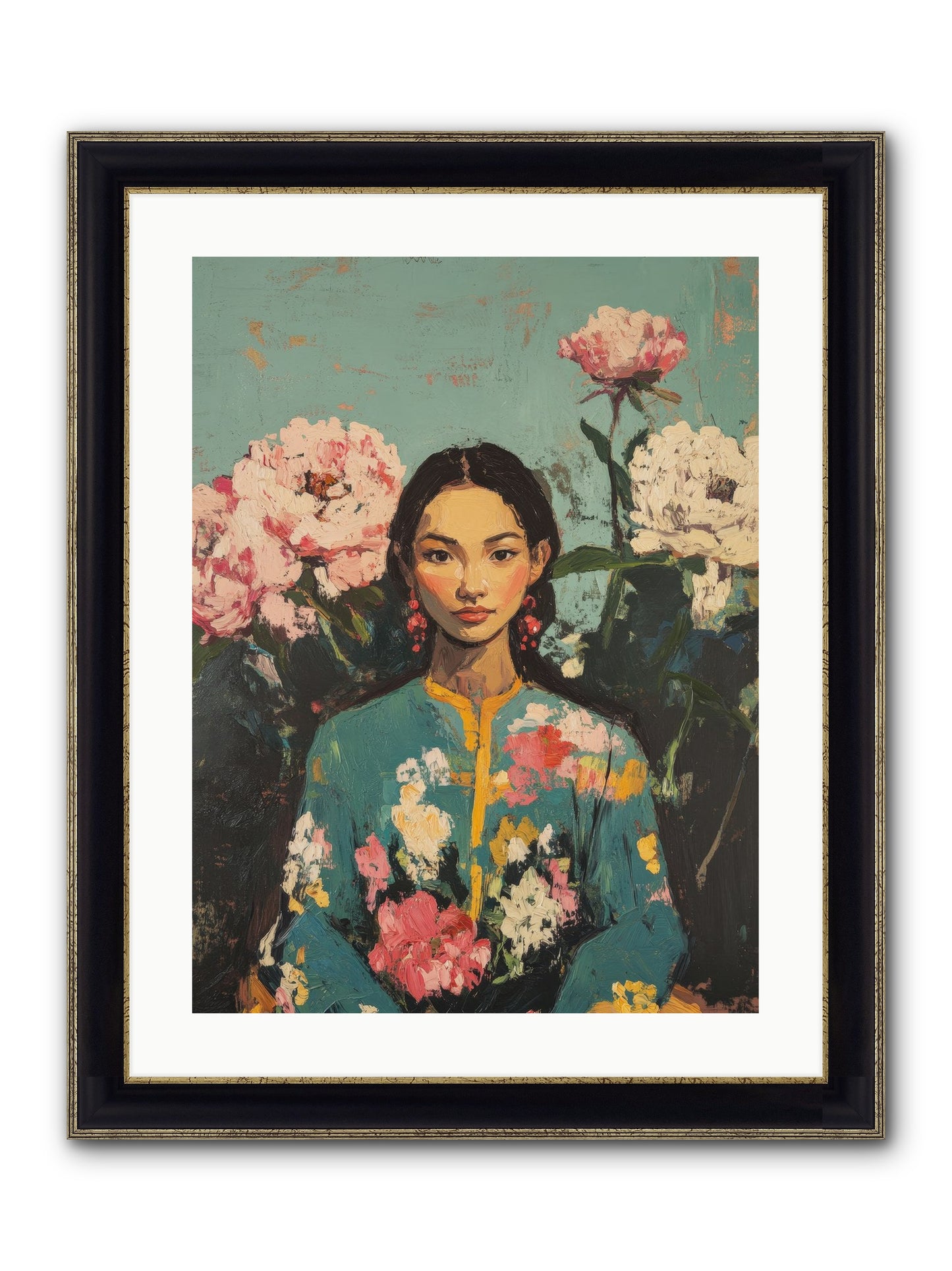 Evangeline Moonstone Framed Print - Black & Gold 18x24