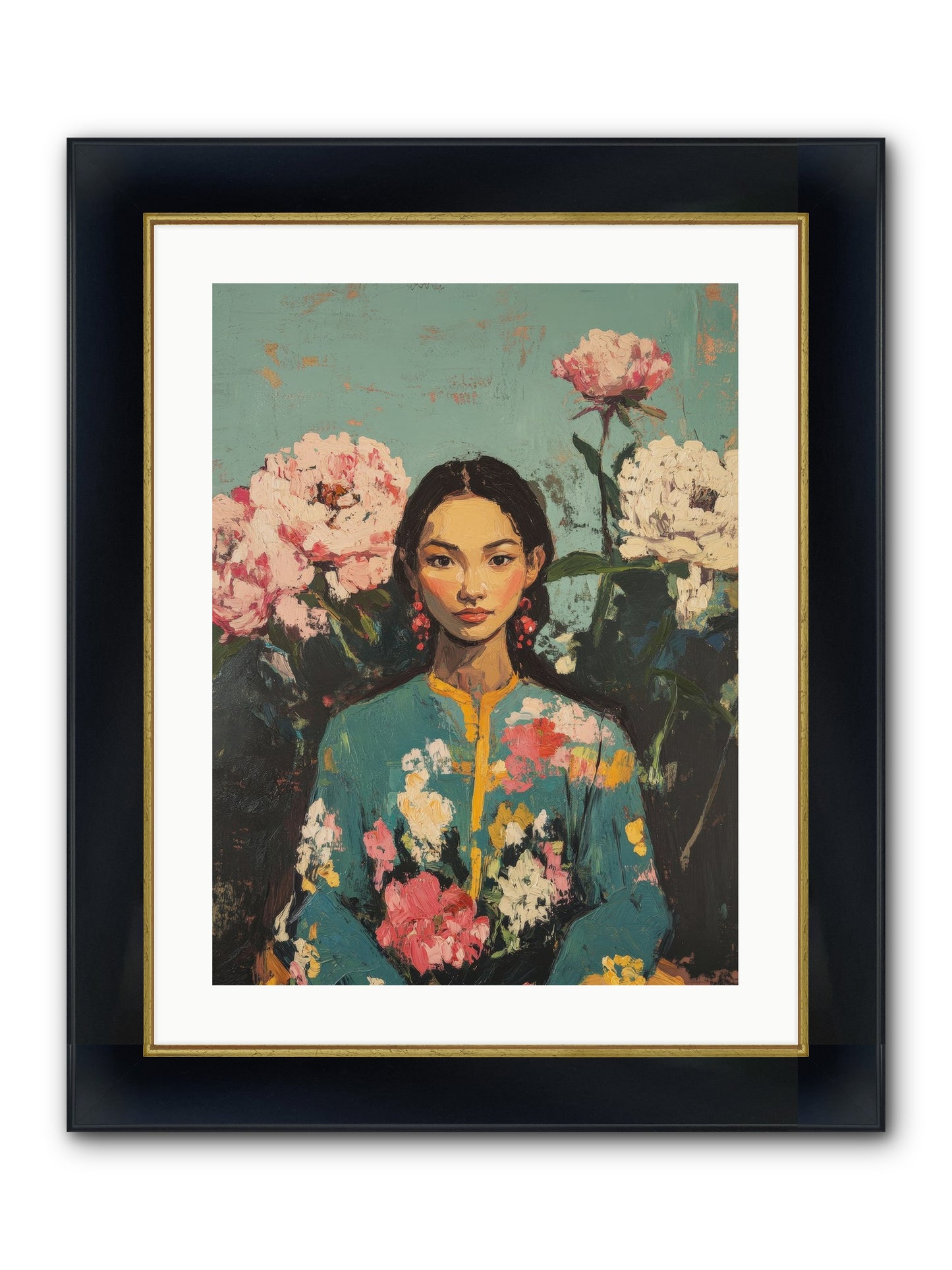 Evangeline Moonstone Framed Print - Wide Black w/Gold 18x24