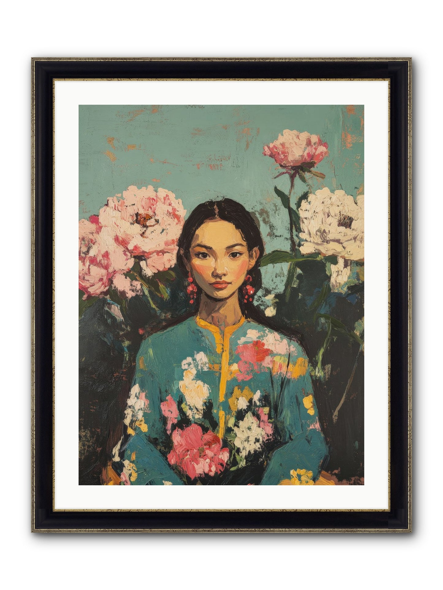 Evangeline Moonstone Framed Print - Black & Gold 24x32
