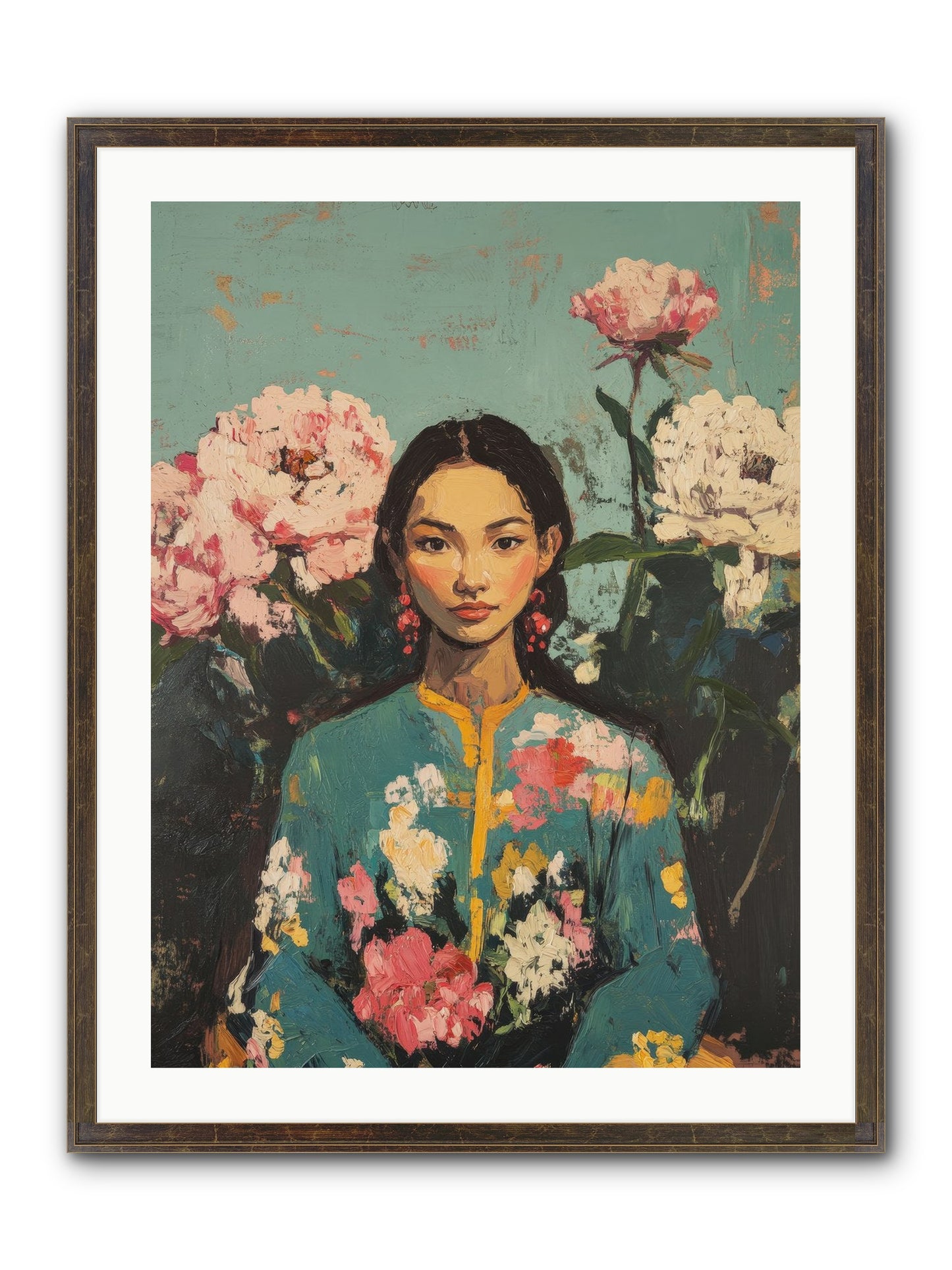 Evangeline Moonstone Framed Print - Slimwoods Black/Gold 24x32