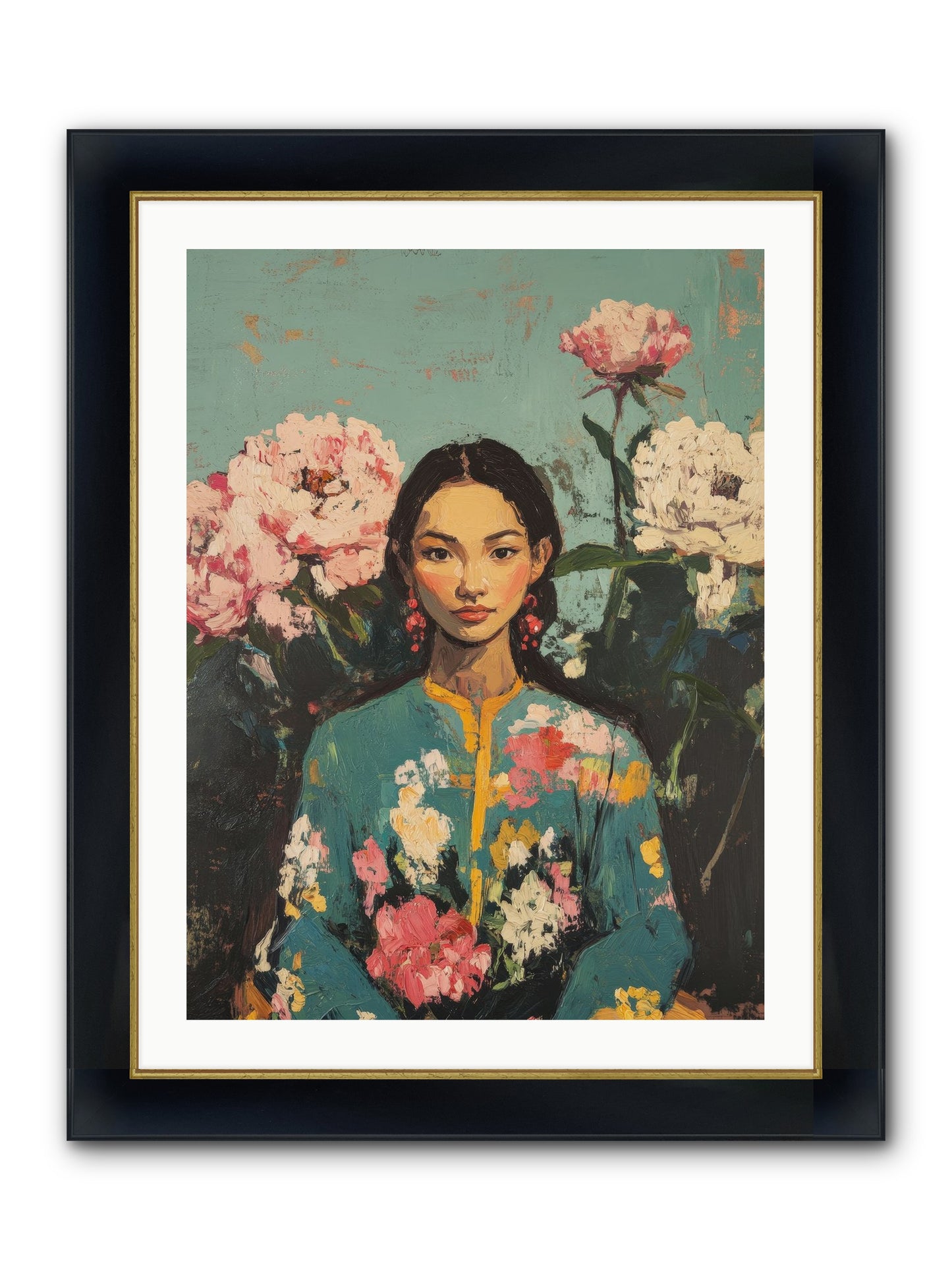 Evangeline Moonstone Framed Print - Wide Black w/Gold 24x32