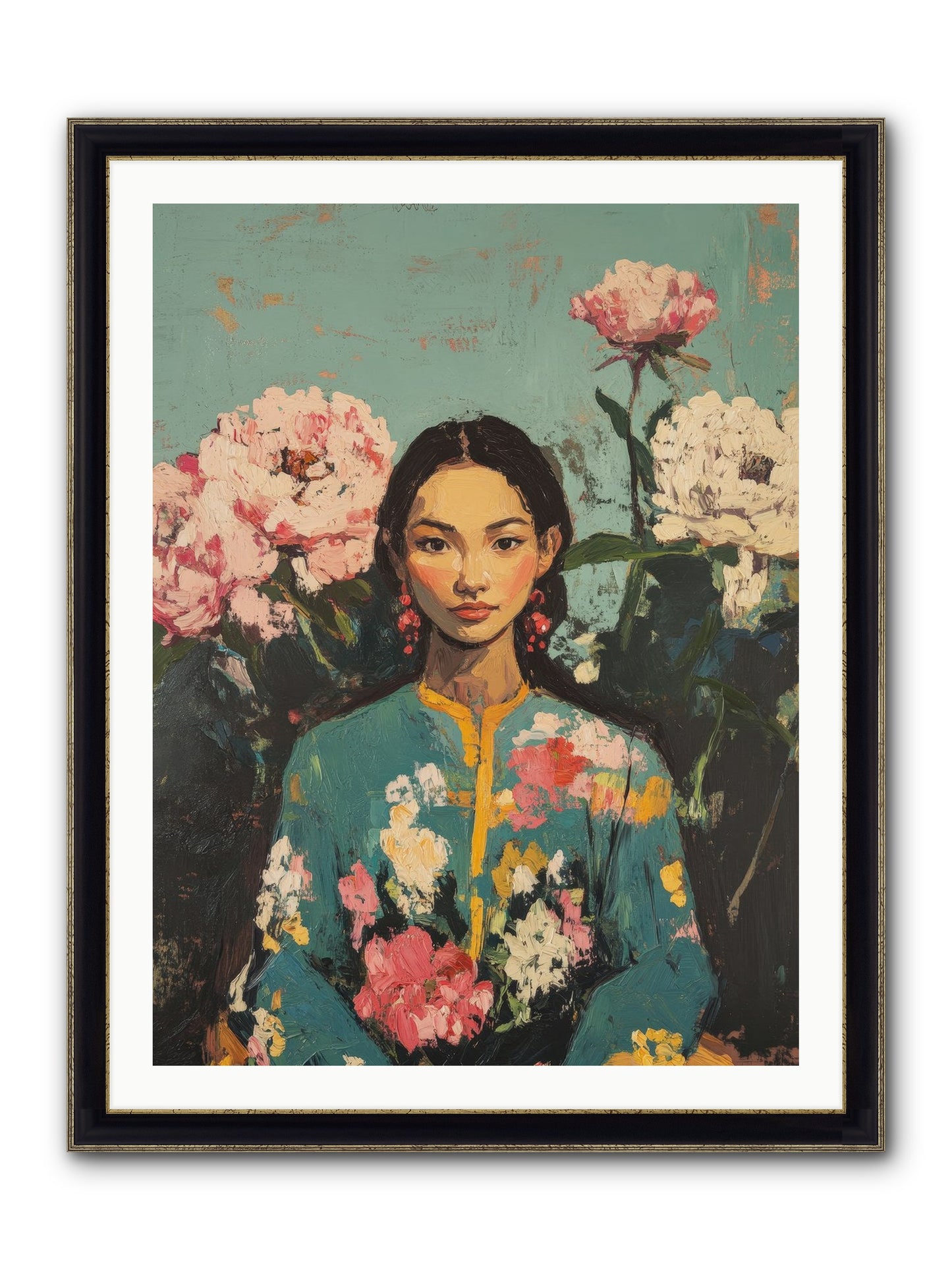 Evangeline Moonstone Framed Print - Black & Gold 30x40