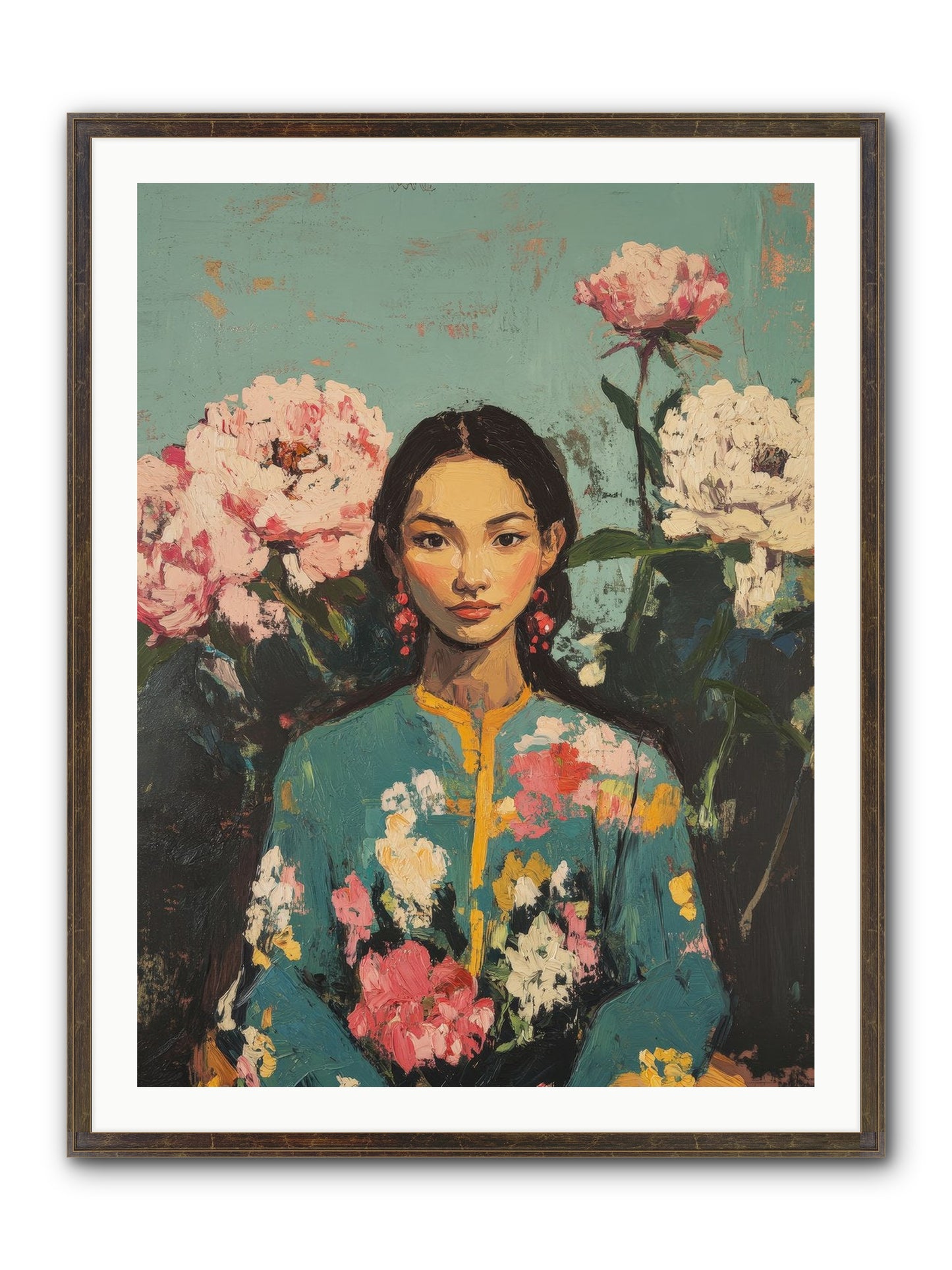 Evangeline Moonstone Framed Print - Slimwoods Black/Gold 30x40